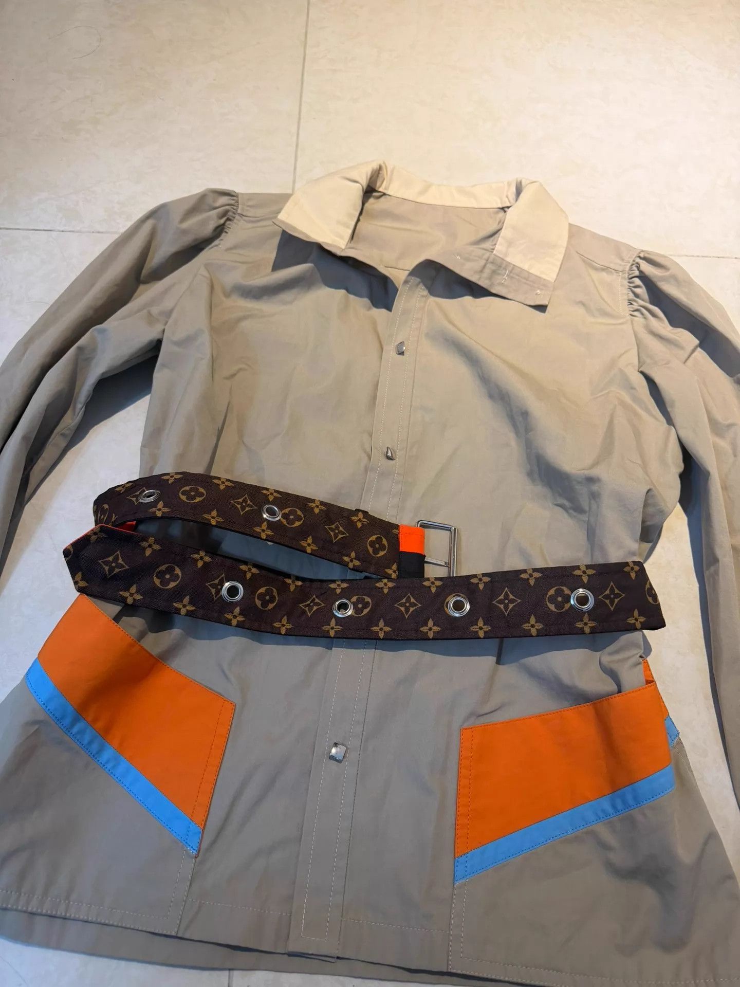 Louis Vuitton LV Colorblocked Stand Collar Buttoned Trench 9New 38 Size S / US 4 / IT 40 - 3 Thumbnail