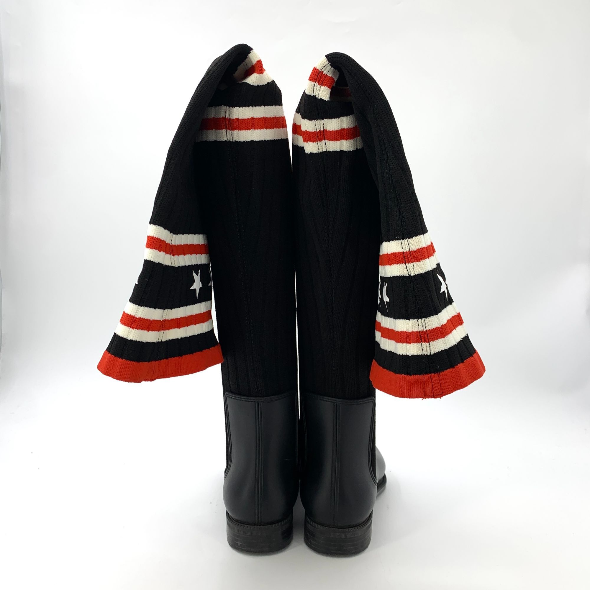 Givenchy Givenchy Black Star Stripe Knit Over-the-Knee Boots (Size 37 Size US 7 / IT 37 - 4 Thumbnail