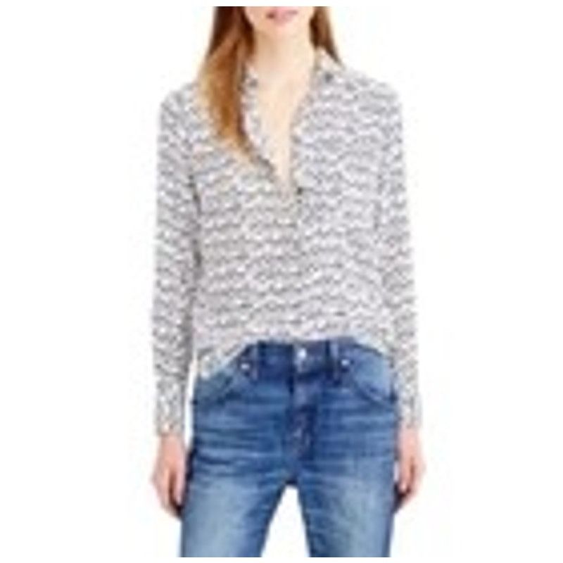 J.Crew J.Crew Women’s White Silk Button-Up Shirt – Black Key Print Size XS / US 0-2 / IT 36-38 - 1 Thumbnail
