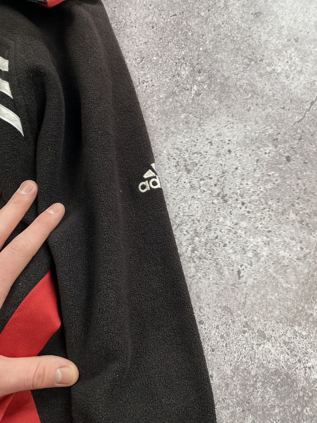 Adidas × Vintage Vintage Adidas 1/4 Zip faded Black Fleece Cozy Sweater Size US XL / EU 56 / 4 - 7 Thumbnail