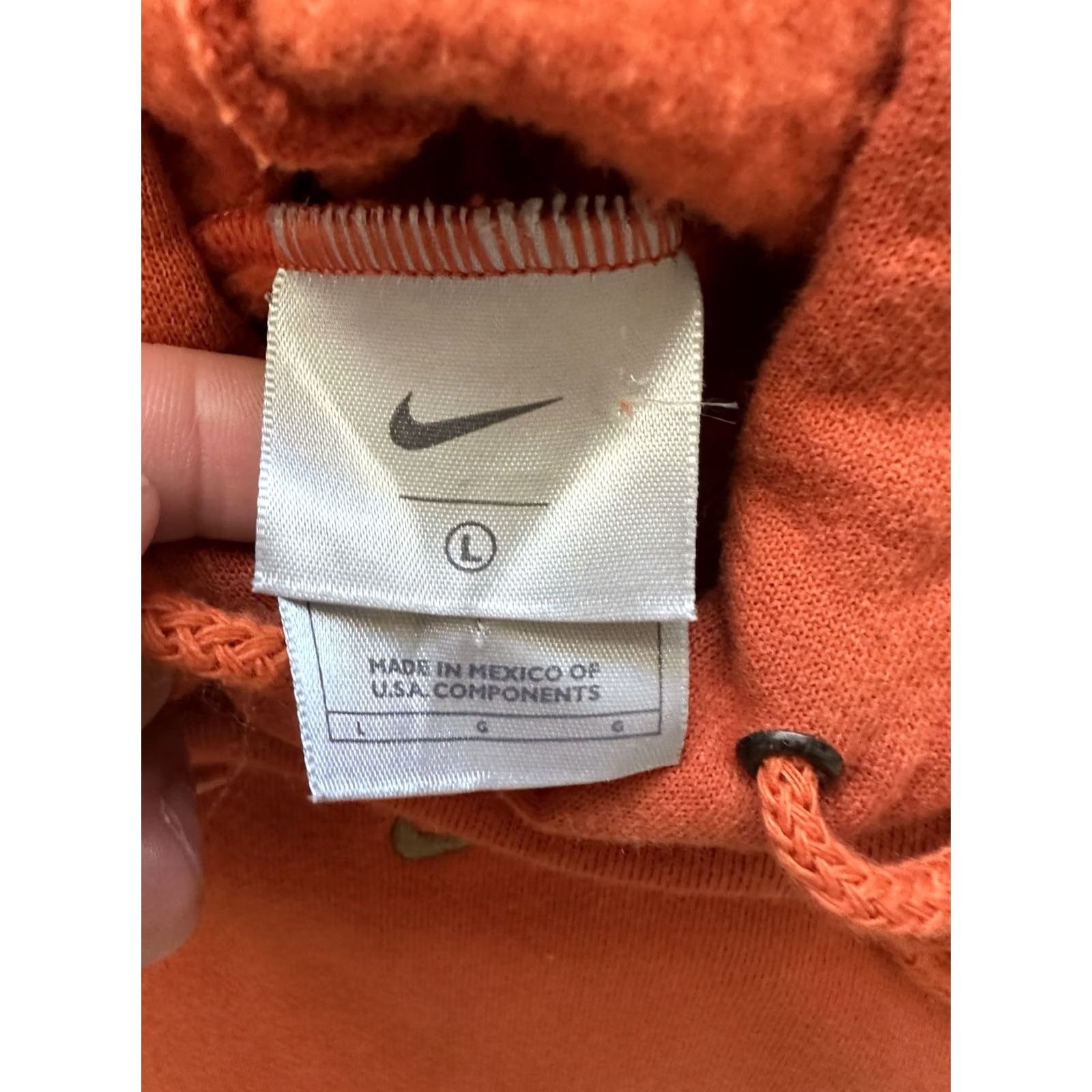 Nike VINTAGE Nike Center Swoosh Pullover Hoodie Mens L Orange 90s Retro Grunge Hip Hop Sports Logo Long Sleeve Drawstring Pocket Heavyweight Size US L / EU 52-54 / 3 - 4 Thumbnail