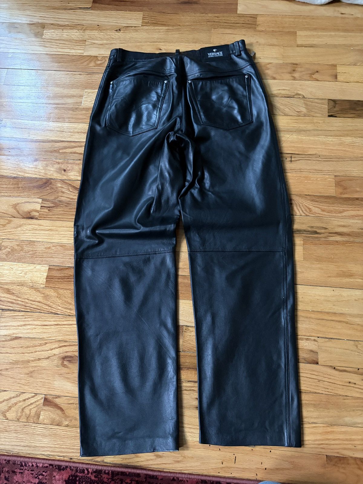 Versace Versace Leather Double Knee Pants Size US 32 / EU 48 - 1 Thumbnail