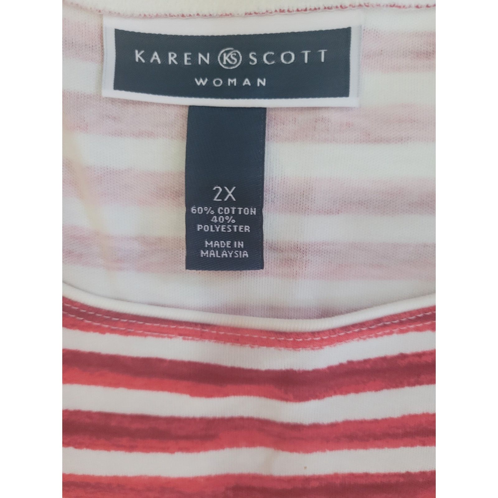 Other Karen Scott Red/Blue Shirt Stars and Stripes Sz 2X Size XXL / US 16-18 / IT 52-54 - 3 Thumbnail