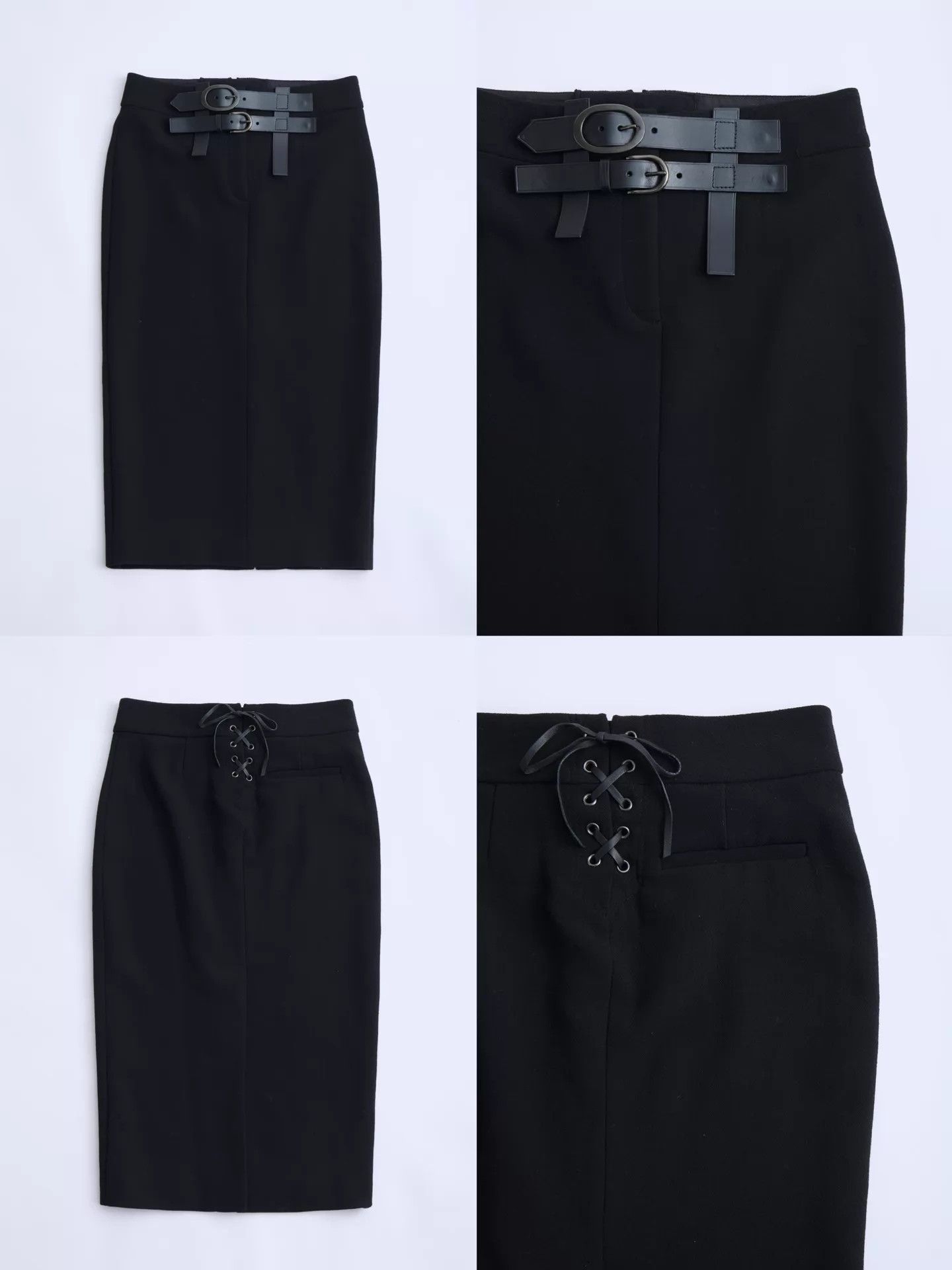 Tom Ford Tom Ford Double Belt High-Waist Wool Midi Skirt Size 26" / US 2 / IT 38 - 8 Thumbnail