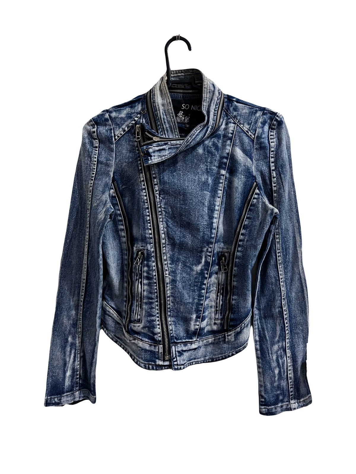 Japanese Brand So Nice Y2k denim moto jacket 🦋🖤 Size M / US 6-8 / IT 42-44 - 3 Thumbnail