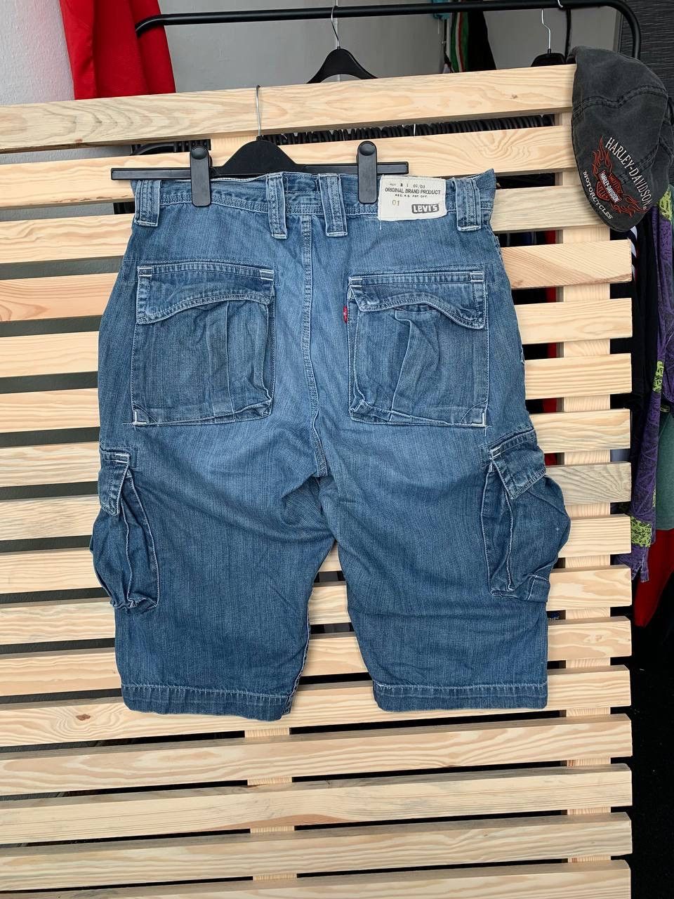 Levi's × Vintage Levis Cargo Shorts Denim Distressed Rap Sk8 Baggy Size US 34 / EU 50 - 8 Thumbnail
