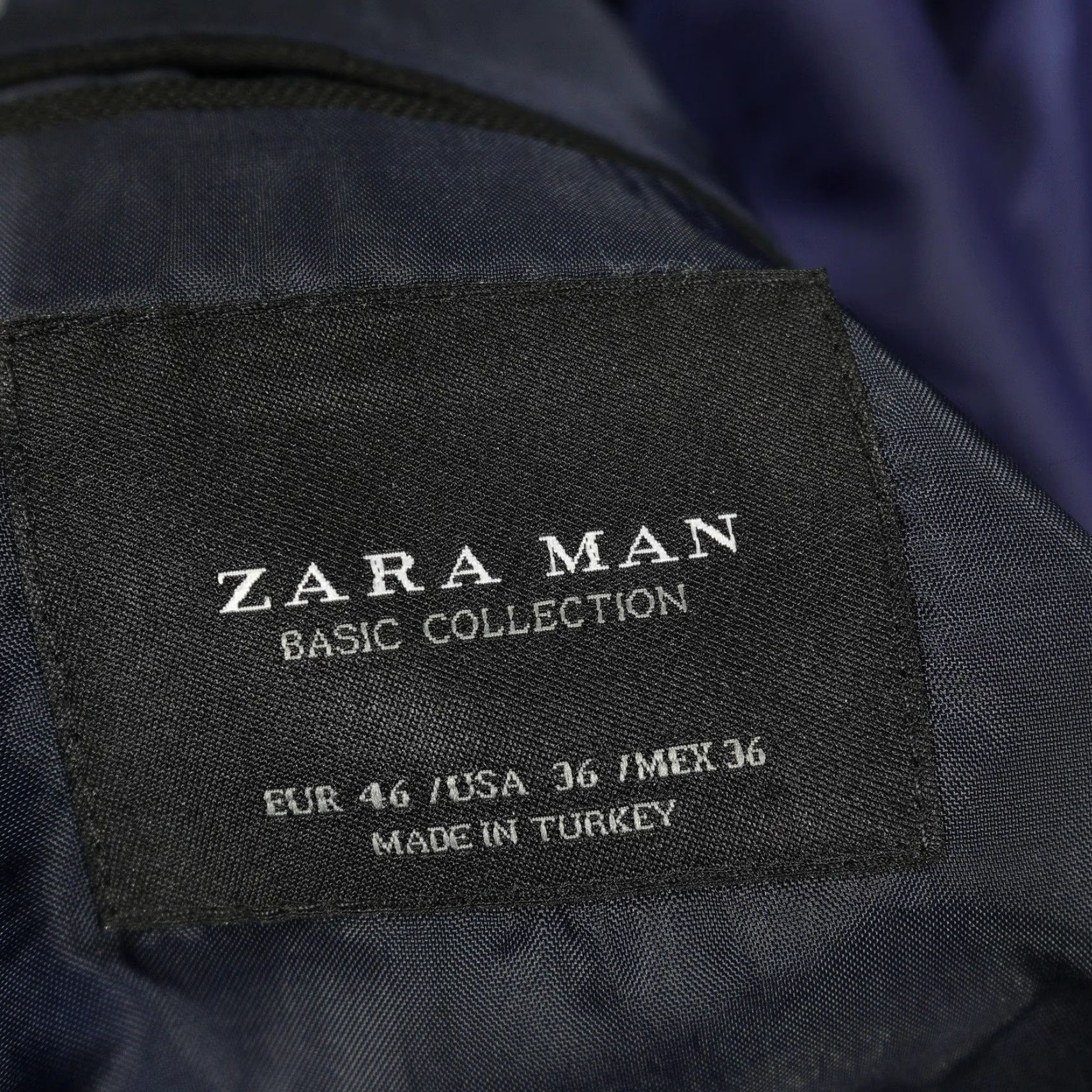 Zara VINTAGE? No — Zara Man Basic Collection Blazer Mens 36 Black Two Button Suit Jacket Lined Size 36R - 5 Thumbnail