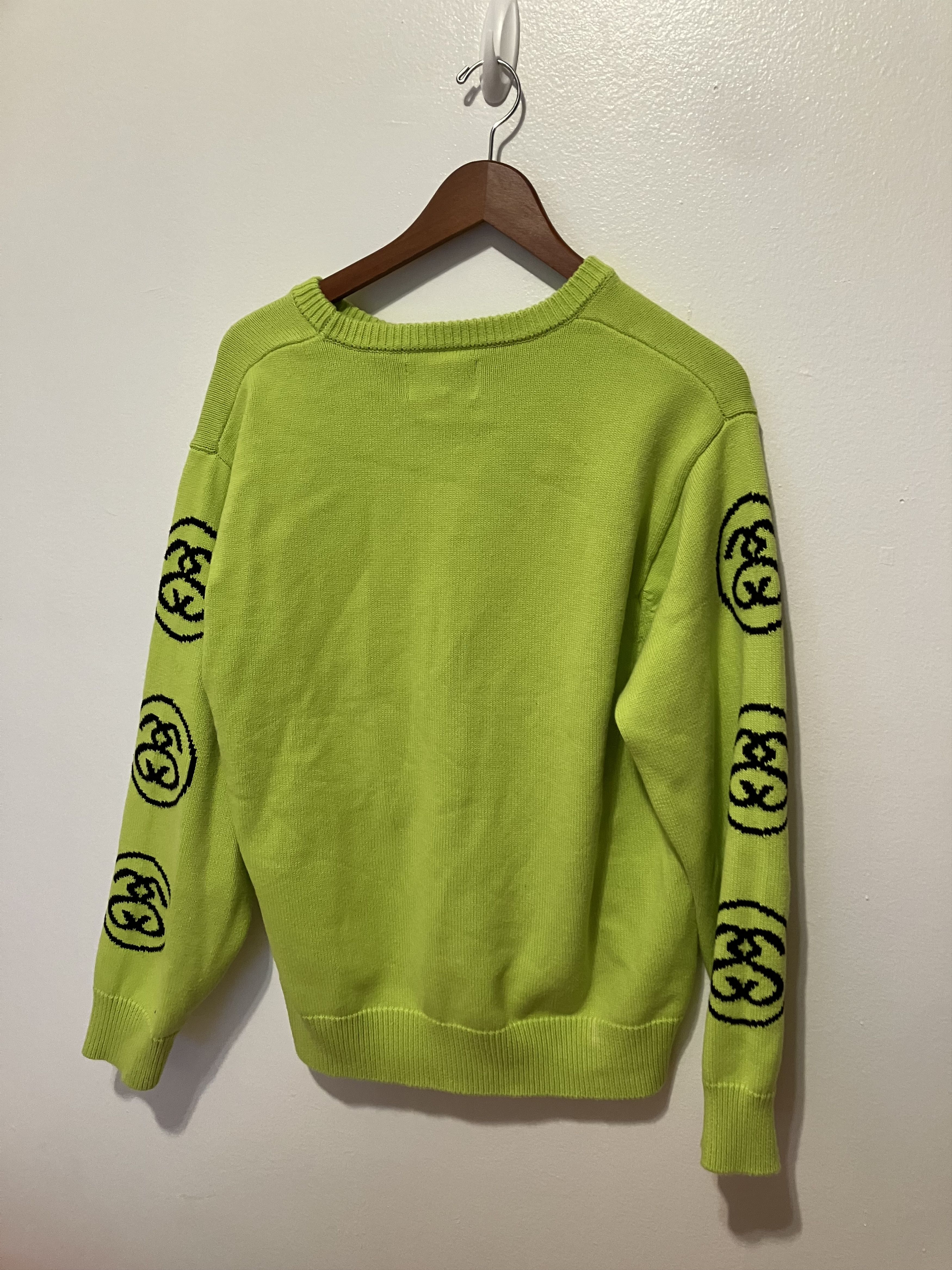 image of Slime Stussy Logo Sweater in Volt Green, Men's (Size Medium)