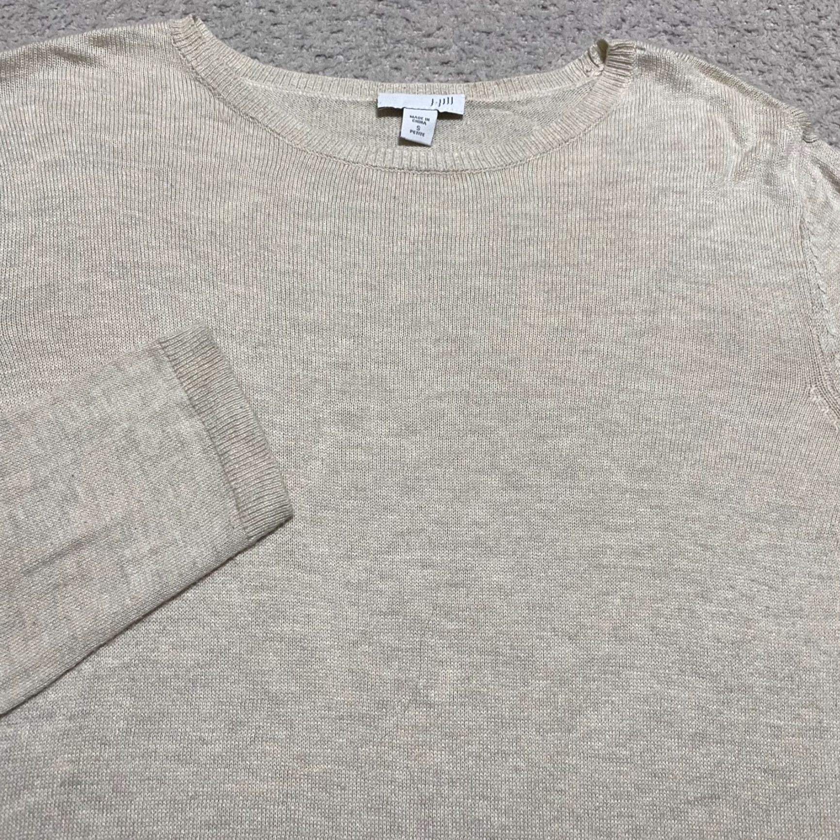 J. Jill J. Jill Womens Sweater PS Petite Beige Crew Neck Lightweight Knit Pullover Fall Winter Spring Size S / US 4 / IT 40 - 5 Thumbnail