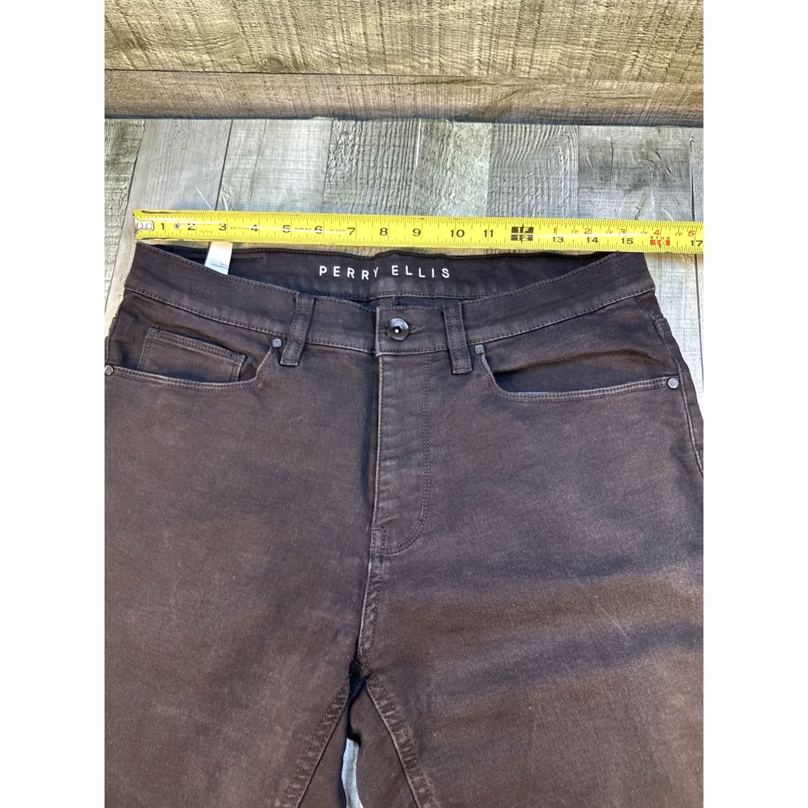 Perry Ellis Perry Ellis Men Pants Chino Black 33x32 Regular Stretch Inseam 32 Mens Size US 33 - 2 Thumbnail