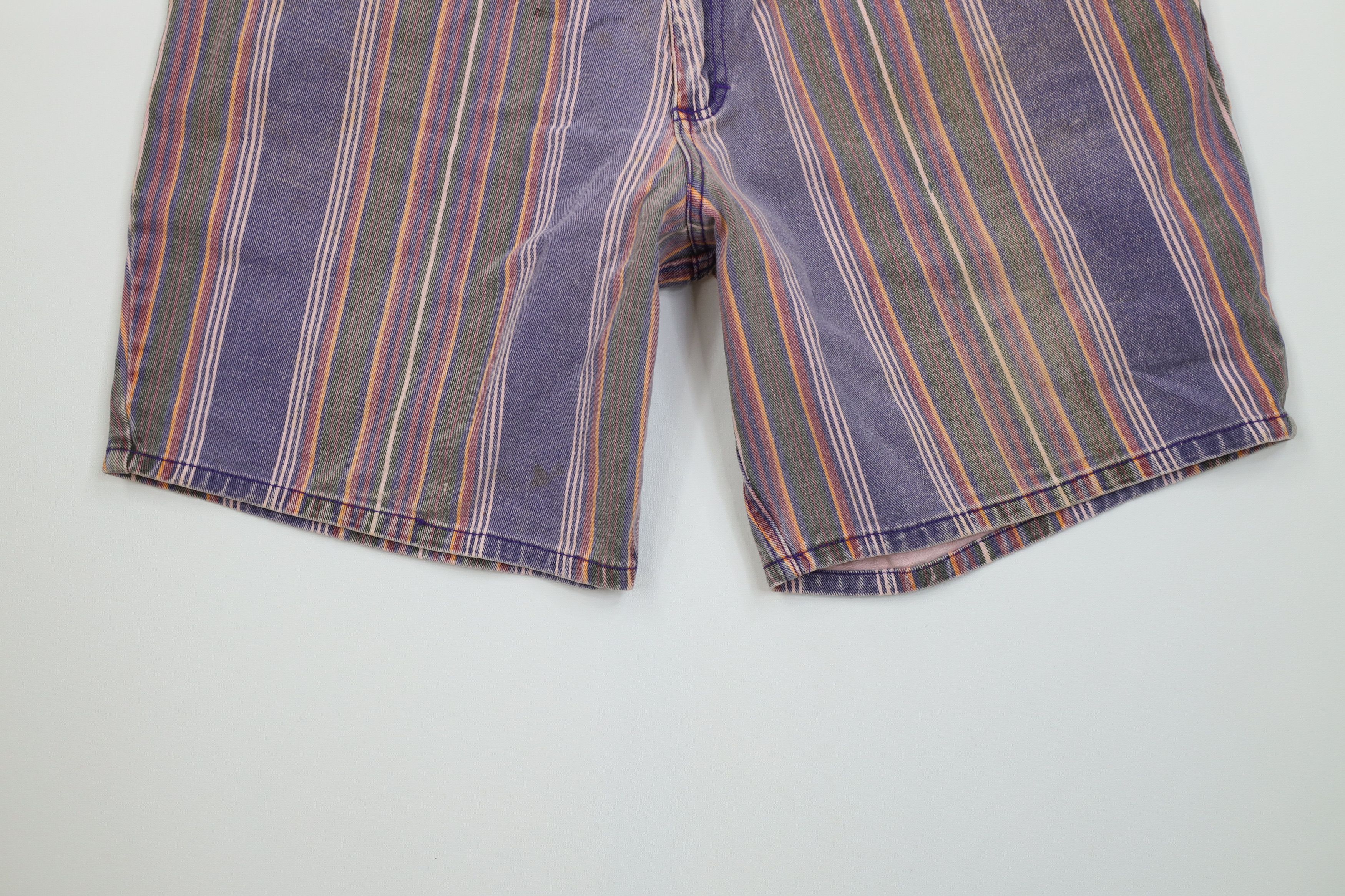 Vintage Vintage 90s Streetwear Striped Above Knee Denim Shorts Size US 36 / EU 52 - 4 Thumbnail