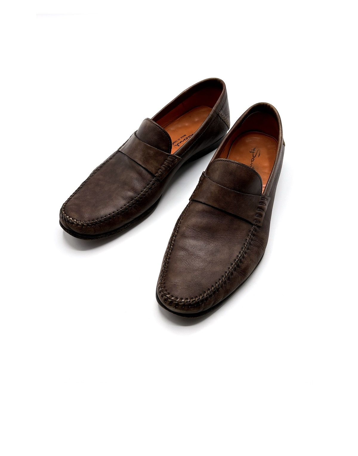 Santoni Santoni Hand-finished Leather Penny Loafers Size US 10 / EU 43 - 1 Thumbnail