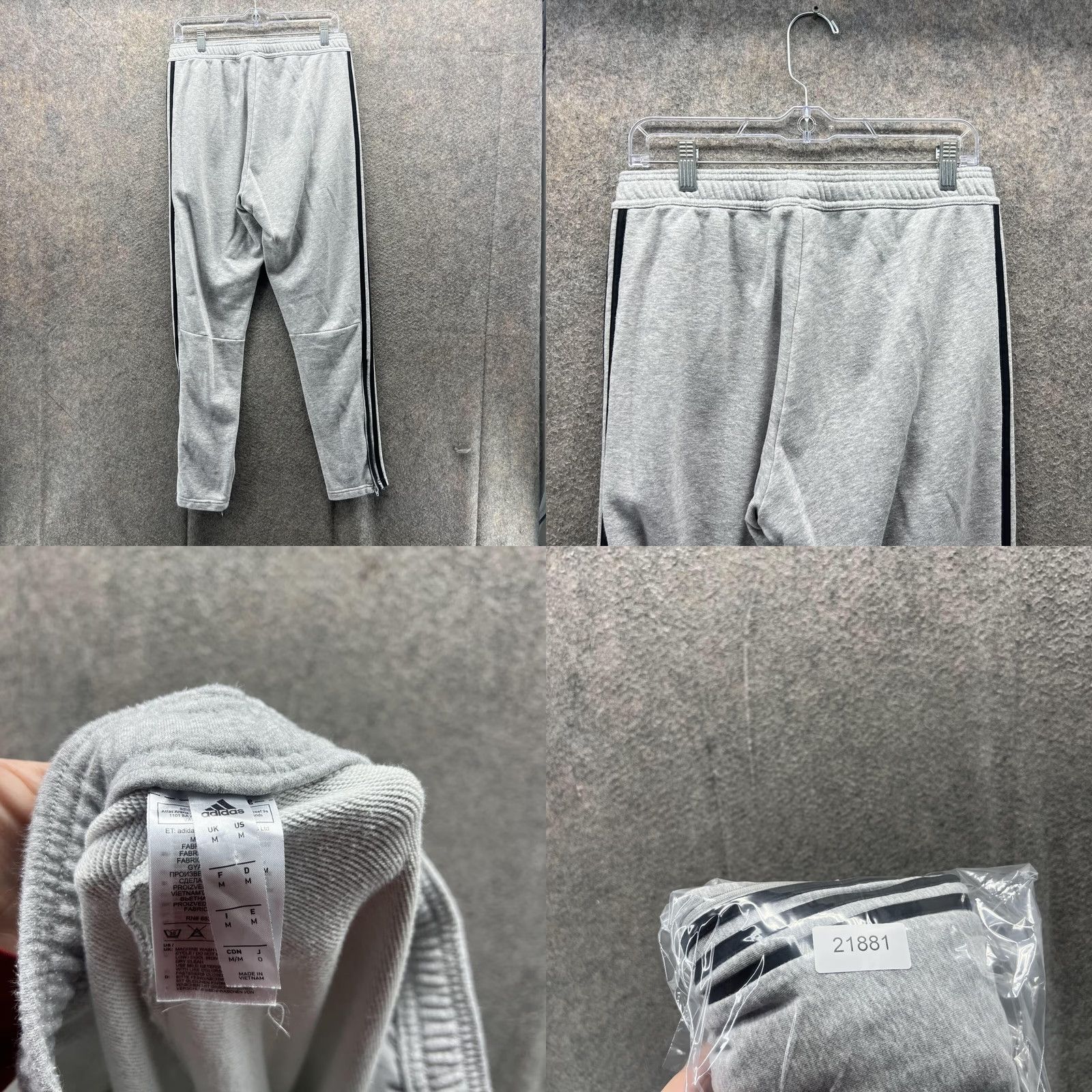 Adidas VINTAGE Adidas Sweatpants Men Medium Gray Black Athletic Training Gym Fleece Trefoil Size US 31 - 8 Thumbnail