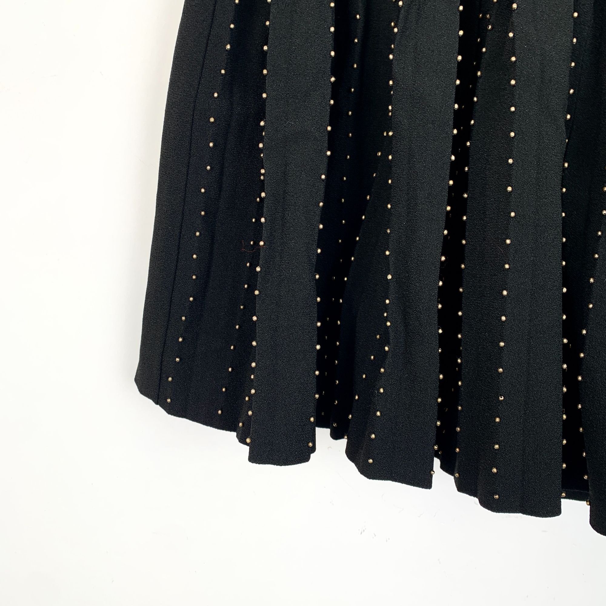 Yves Saint Laurent Saint Laurent Paris Black Gold-Studded Pleated Mini Skort Size 27" / US 4 / IT 40 - 4 Thumbnail