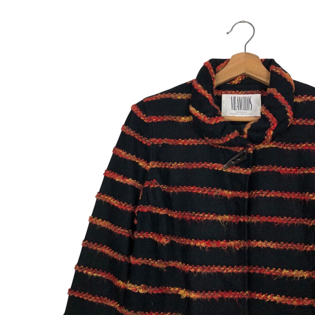 Japanese Brand Vilanculos 1982 Presented Multi-Color Bouclé Stripe Coat Size M / US 6-8 / IT 42-44 - 8 Thumbnail