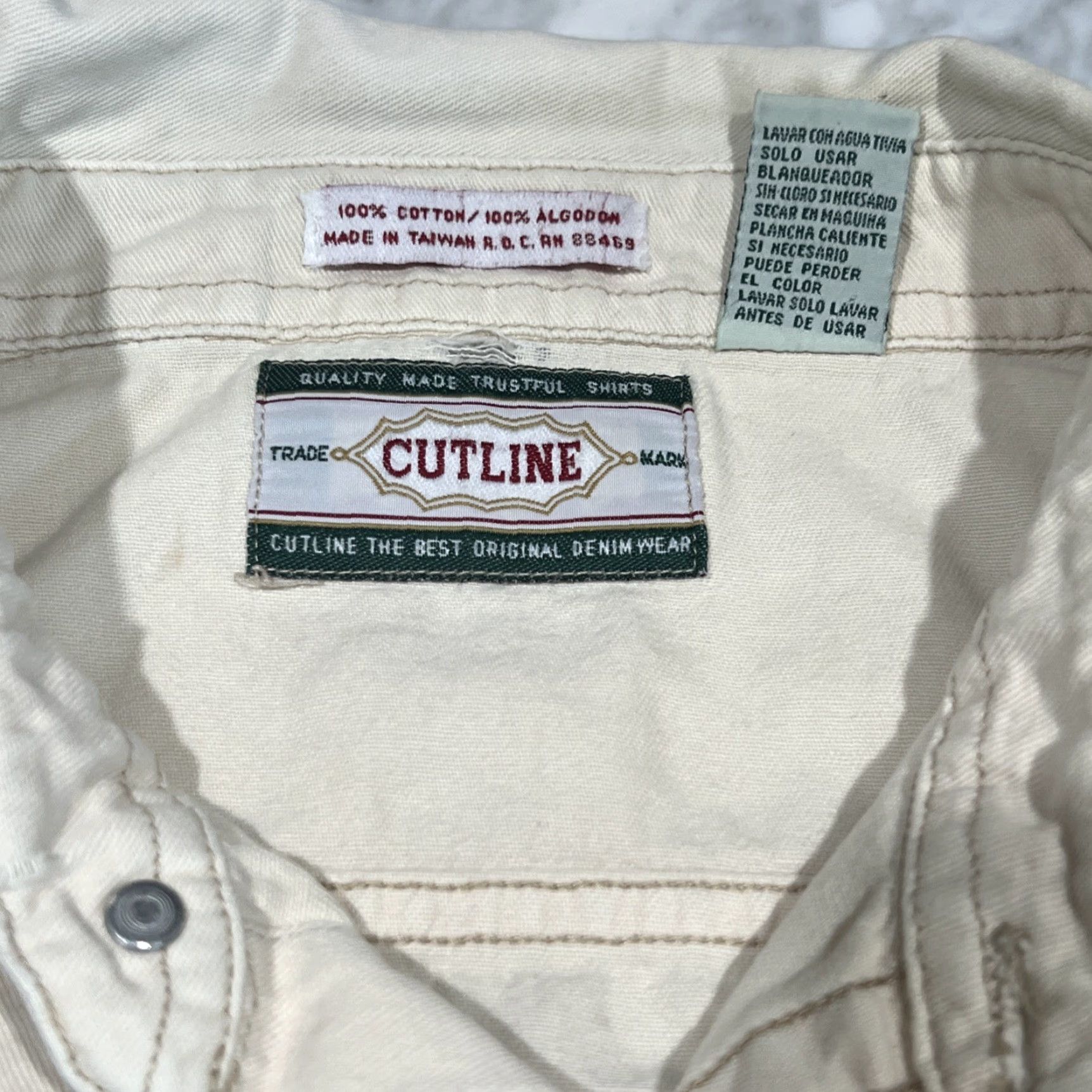 Vintage VINTAGE Cutline Flying Tigers WWII Military Men’s XL Button-Up Shirt Long Sleeve Cotton Beige Graphic Print Size US XL / EU 56 / 4 - 4 Thumbnail