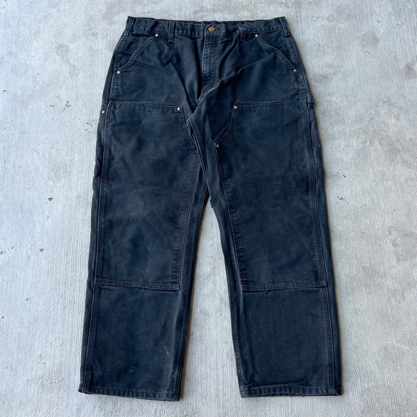 Carhartt × Vintage Carhartt faded black double knee work wear carpenter pants Size US 36 / EU 52 - 1 Thumbnail