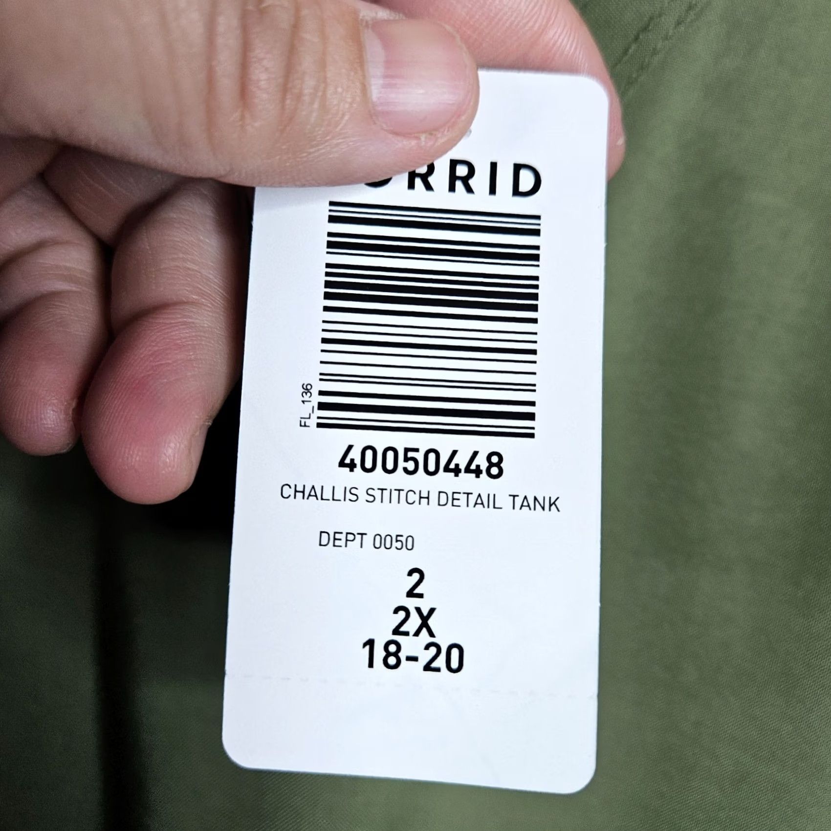 Torrid Torrid Tank 2X Olive Stitch Detail Casual NWT Sleeveless Round Neck Plus Size 2X Womens Green Cotton Blend Conservative Soft All Seasons Shirt Size XXL / US 16-18 / IT 52-54 - 7 Thumbnail