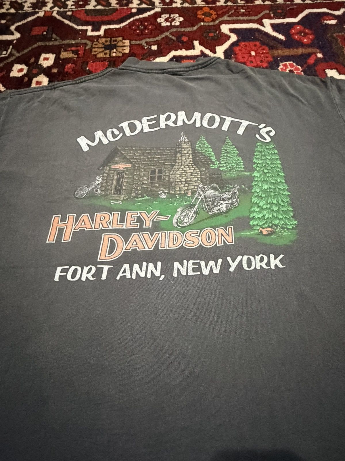 Harley Davidson Vintage Sunfaded Harley Davidson Flame Logo Backhit Size US XL / EU 56 / 4 - 3 Thumbnail