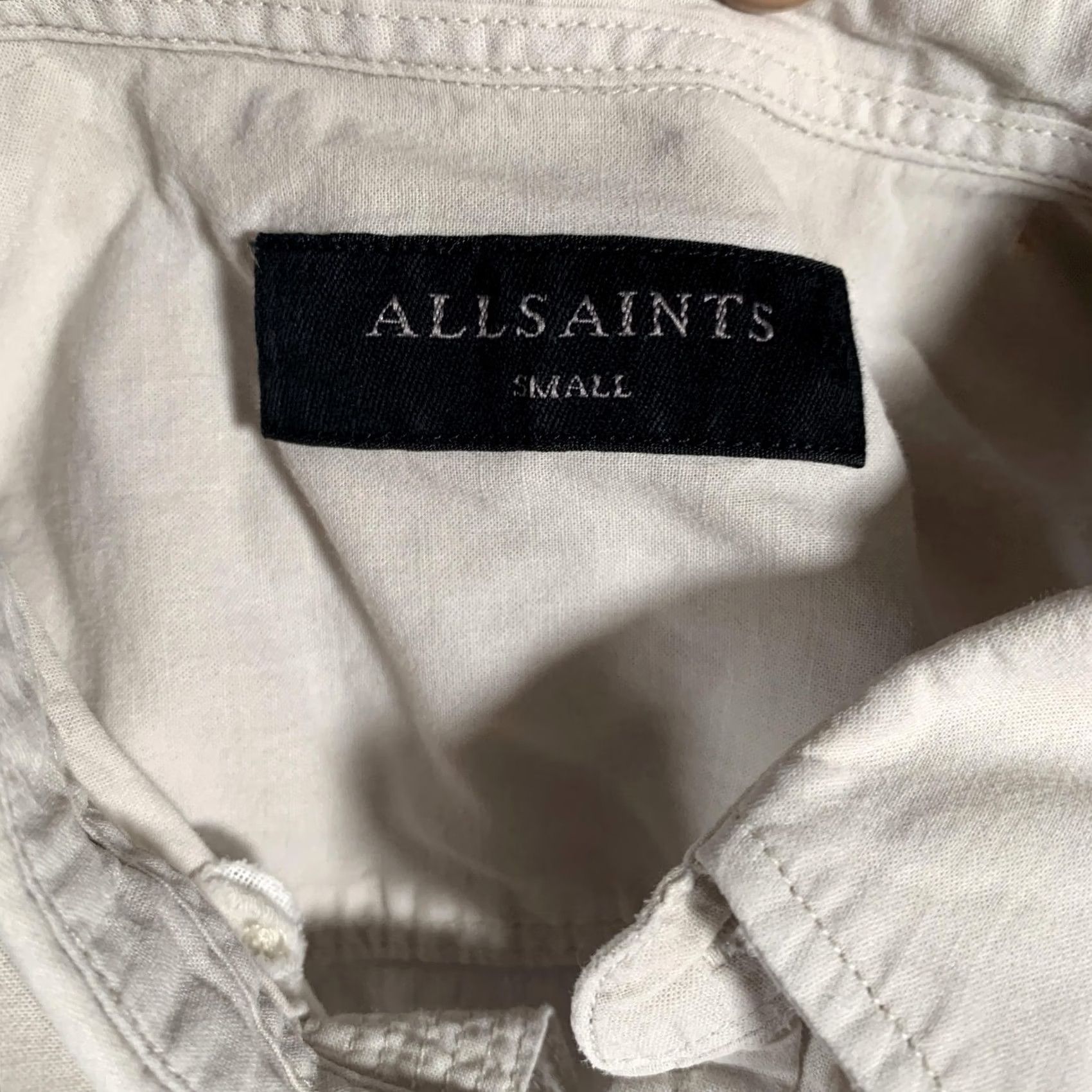 Allsaints AllSaints Shirt Mens Small Beige Linen Cotton Short Sleeve Button Front Casual Size US S / EU 44-46 / 1 - 5 Thumbnail