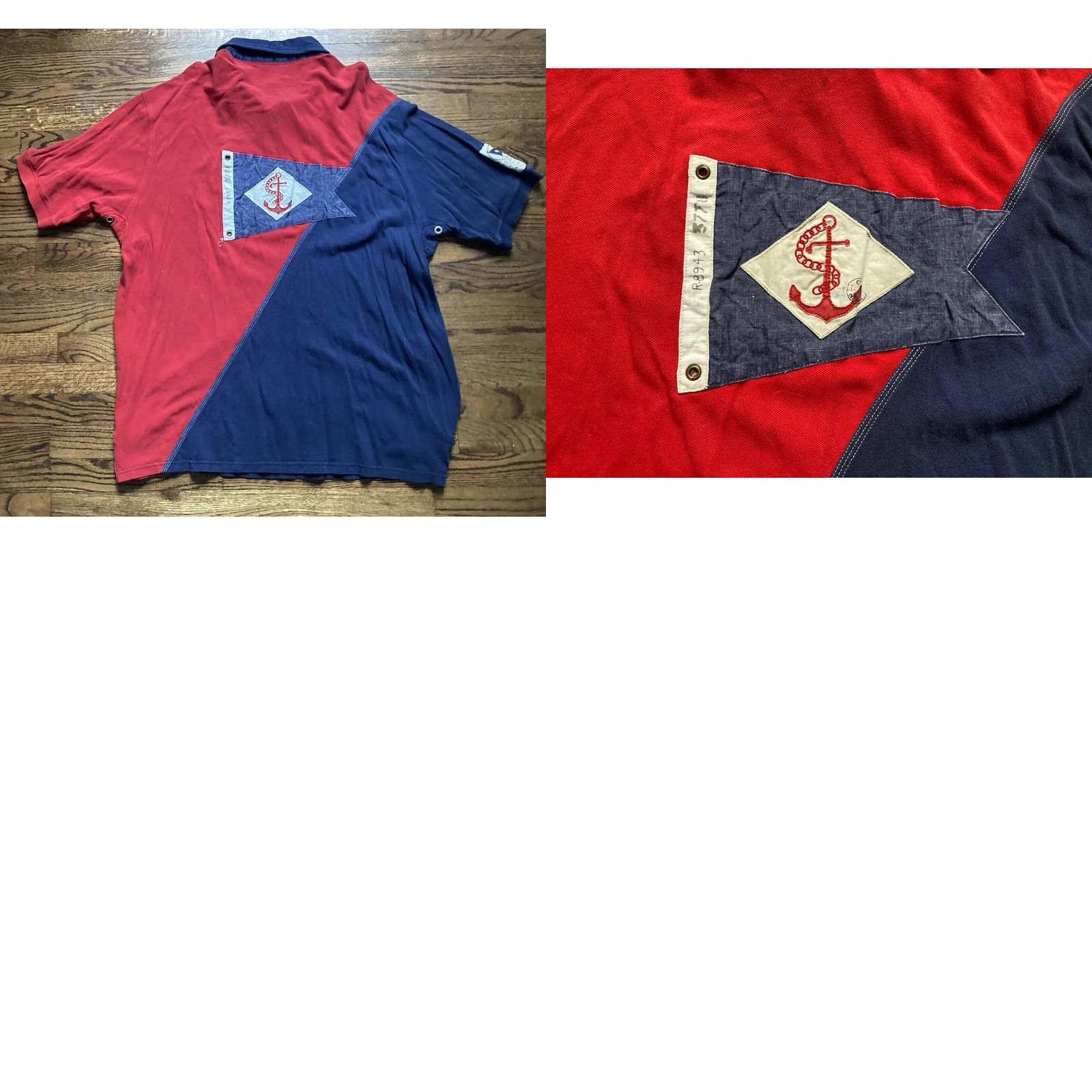Polo Ralph Lauren VINTAGE Polo Ralph Lauren Shirt Mens Big 2X Blue Solid Short Sleeve Collared Nautical Polo Ralph Lauren Big Pony Sailboat Boat Yacht Club Mens Size US XXL / EU 58 / 5 - 8 Thumbnail