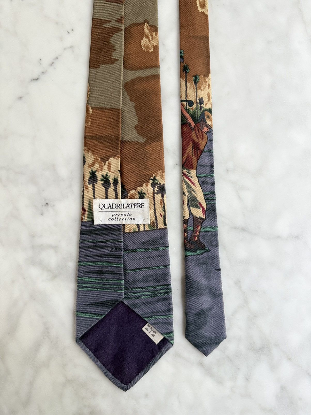 Other Vintage Golf Scene Silk Tie Novelty Print Italian Made Size ONE SIZE - 5 Thumbnail