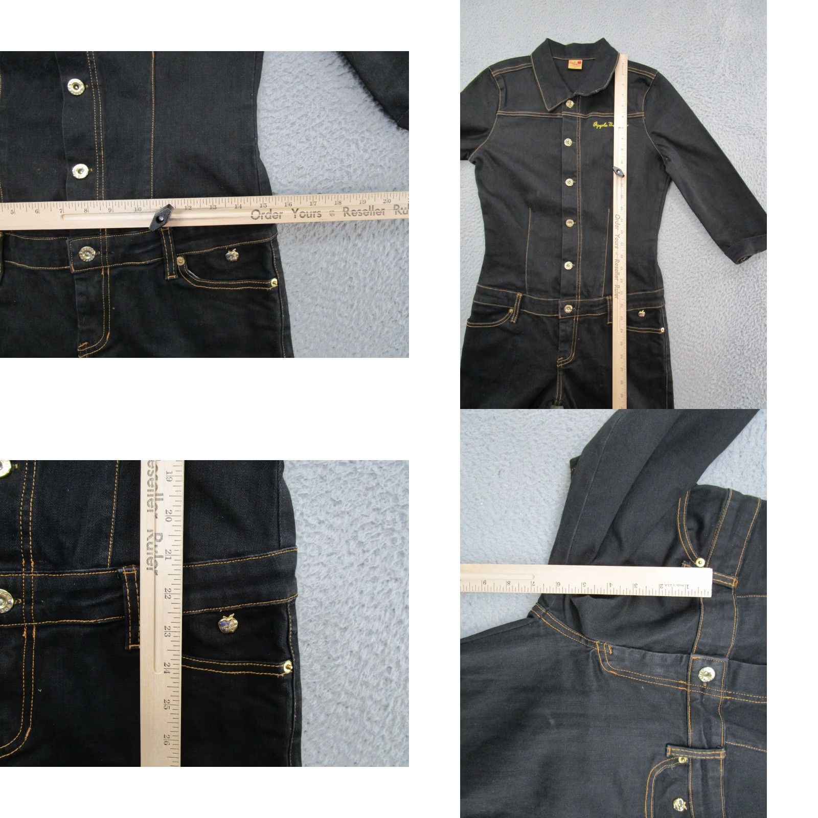 Vintage VINTAGE Apple Bottoms Jumpsuit One-Piece Denim Black Size 5/6 6 Coveralls Button Jumpsuit Women Size 28" / US 6 / IT 42 - 8 Thumbnail