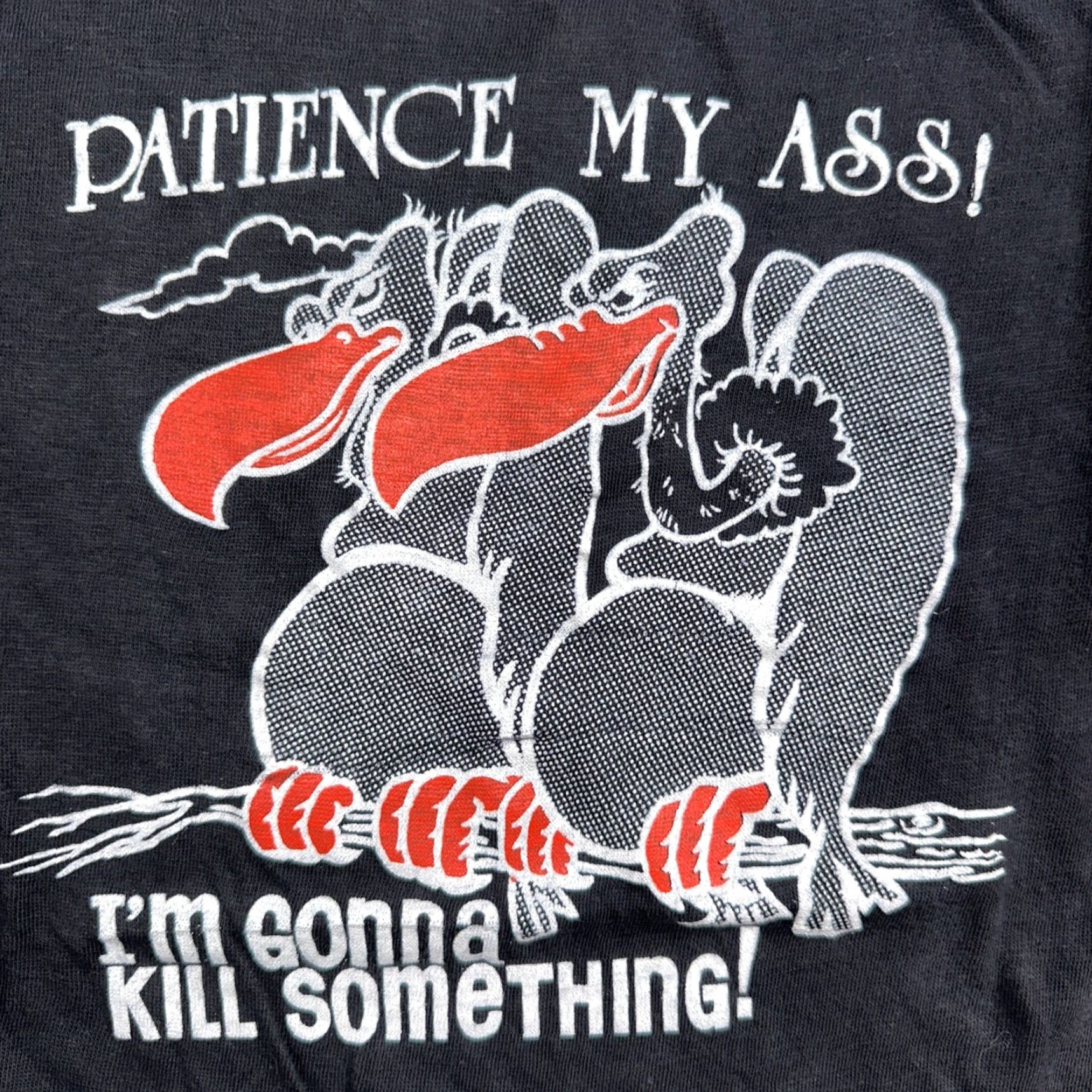Vintage VINTAGE Men T-Shirt 70s 80s 90s Animals Hunting Funny Grunge Black Short Sleeve Size L Size US L / EU 52-54 / 3 - 2 Thumbnail