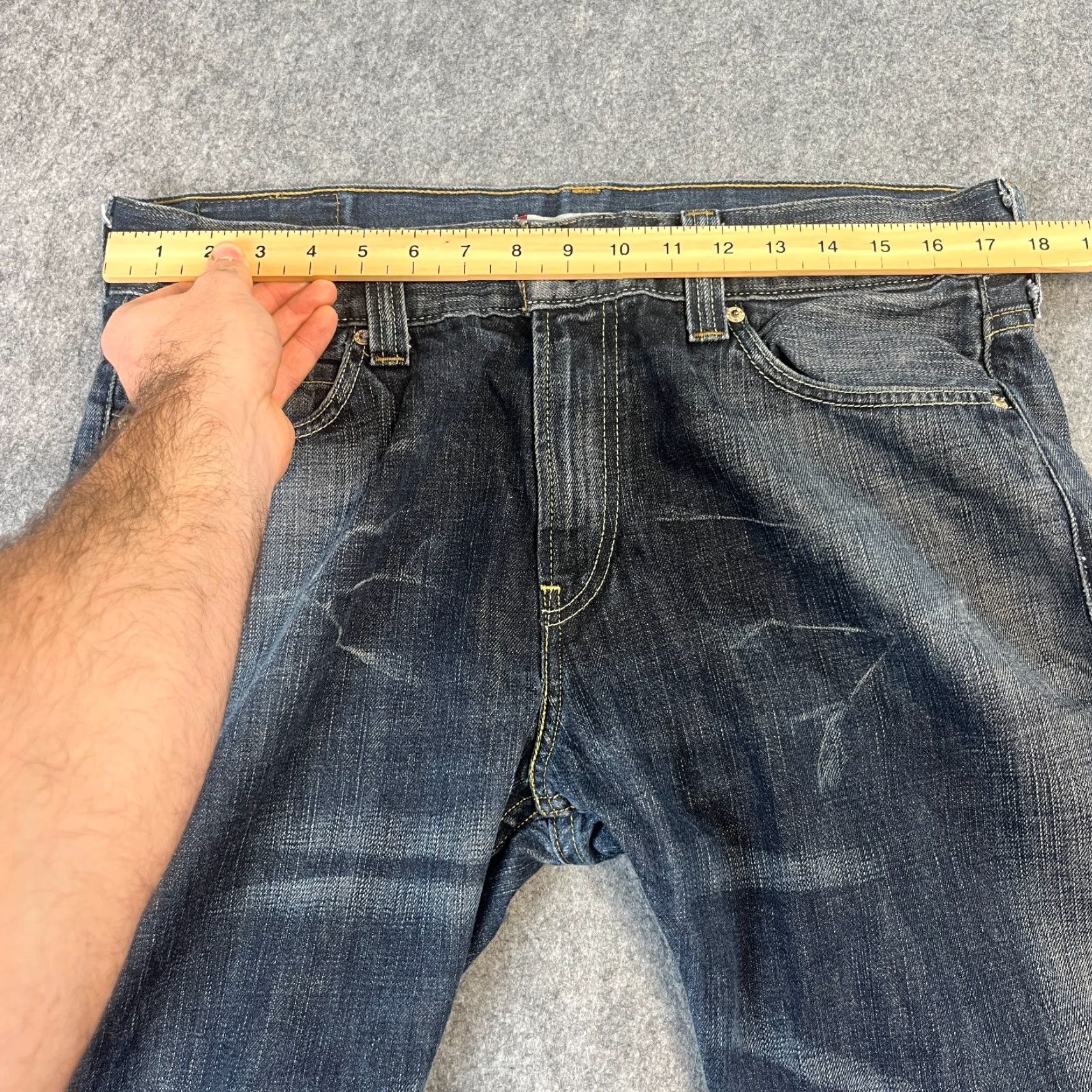 Levi's Levi's 506 Jeans Relaxed Mens 36 32 Dark Wash Blue Whiskers Fade Distressed Denim 5-Pocket Straight Vintage Mens Regular Warm Tags? Size US 36 / EU 52 - 7 Thumbnail