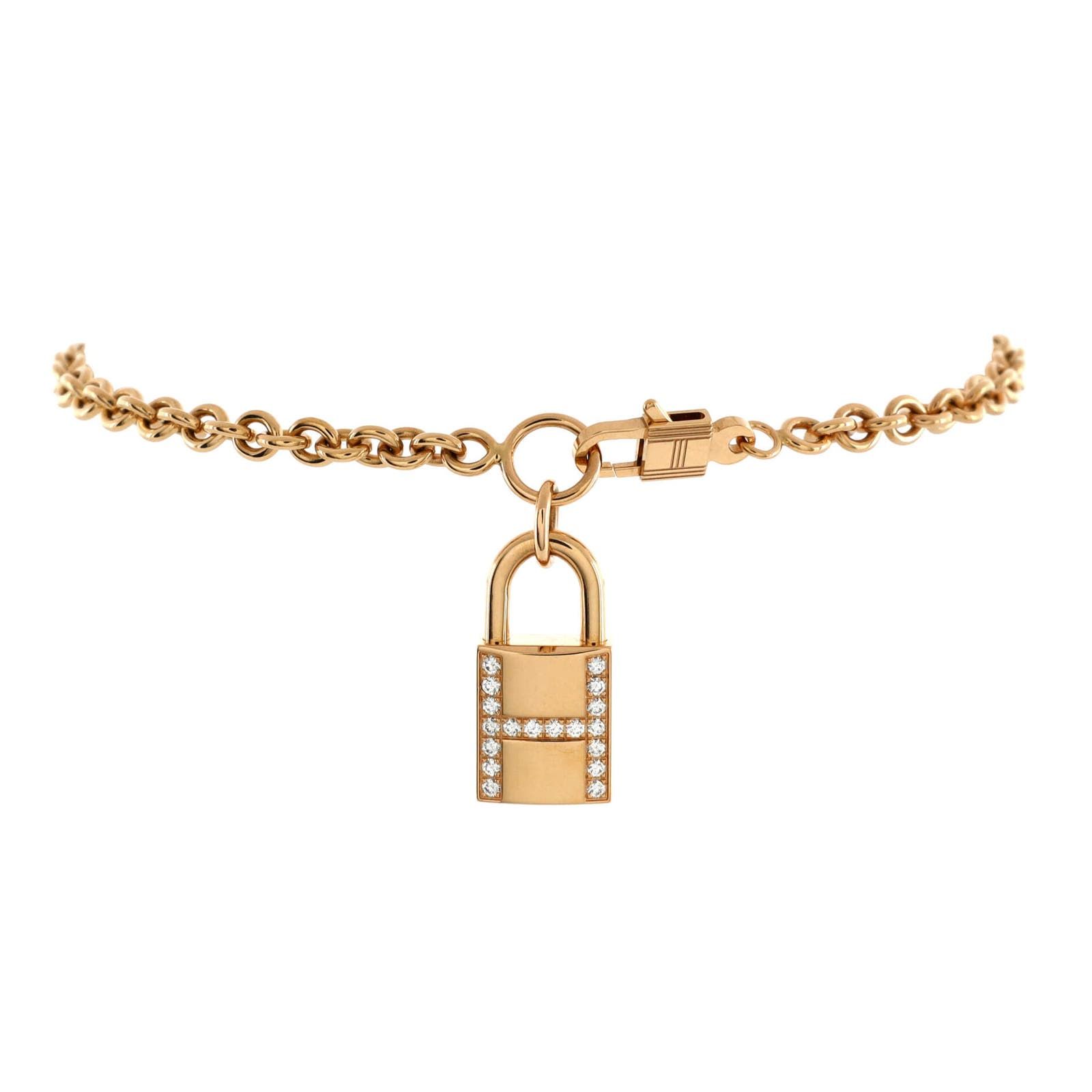 image of Hermes Amulettes Cadenas Pendant Bracelet 18K Rose Gold, Women's