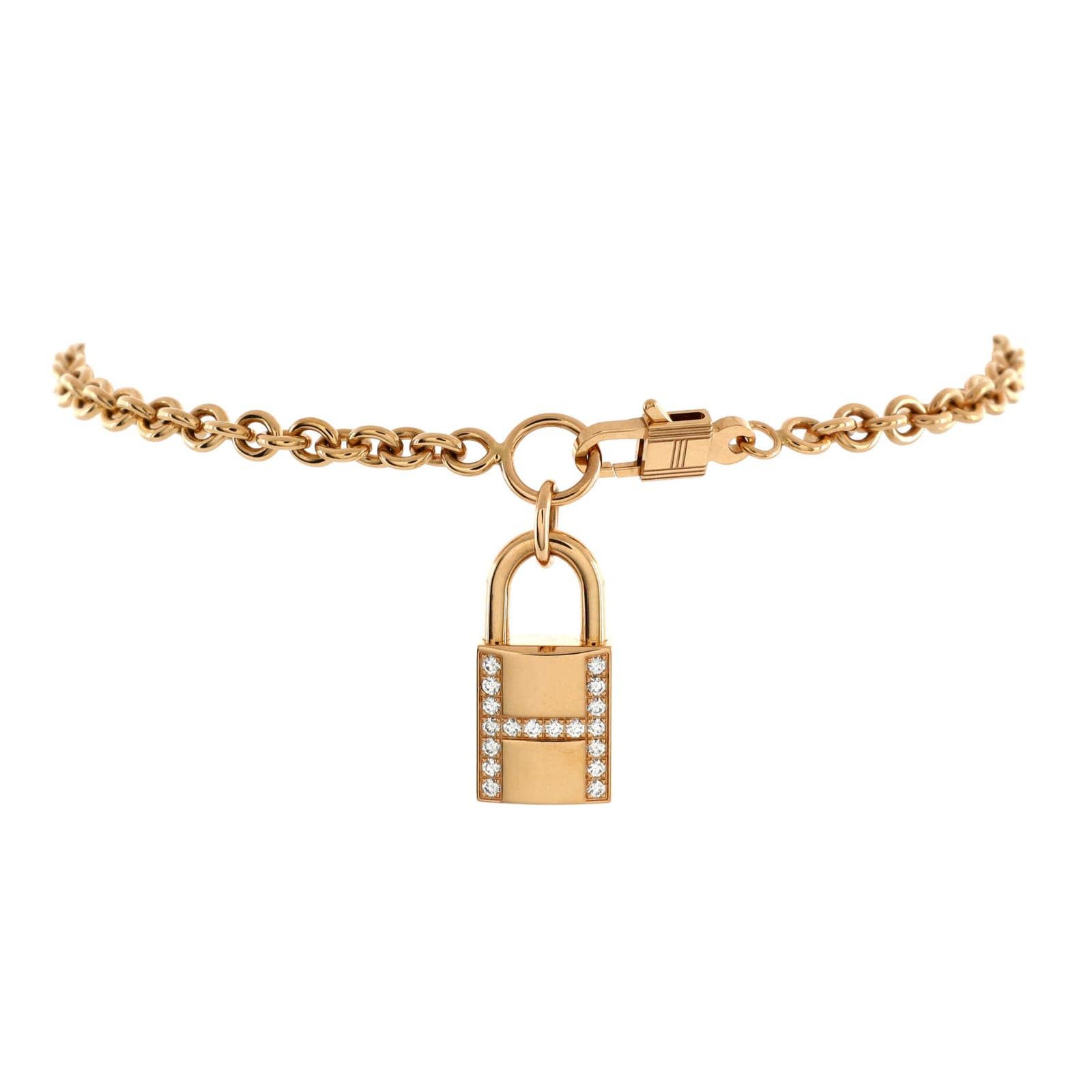 image of Hermes Amulettes Cadenas Pendant Bracelet 18K Rose Gold, Women's