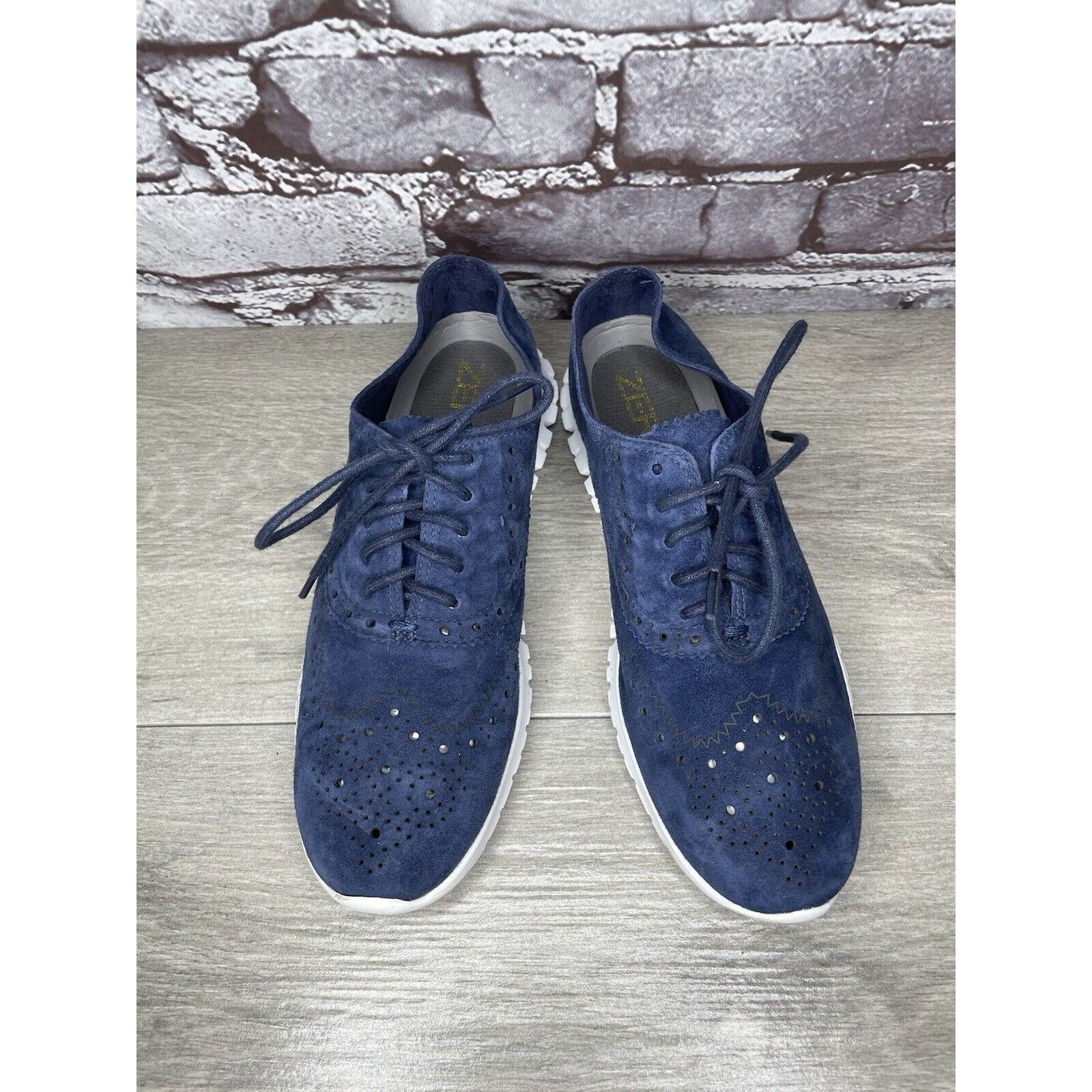 Cole Haan Cole Haan Zerogrand Blue Suede Wingtip Oxfords Women Sz 5.5B Size US 5.5 / IT 35.5 - 10 Thumbnail