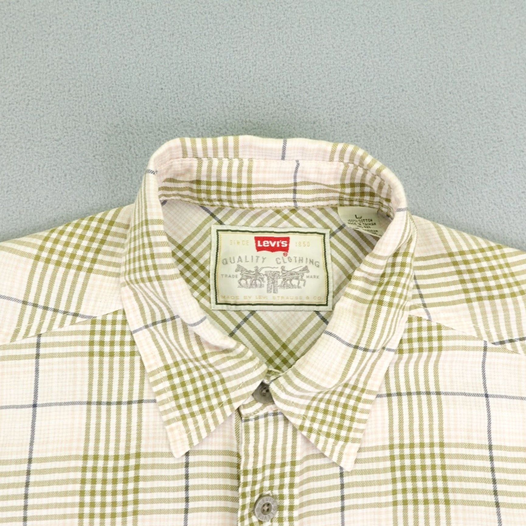 Levi's VINTAGE Levi's Shirt Mens Large Plaid Button-Up 90s Casual Outdoor Beige Cotton Shirt Mens Large 90s Levi's Size US L / EU 52-54 / 3 - 2 Thumbnail