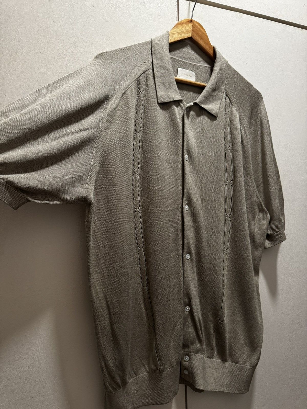 Aime Leon Dore Aime Leon Dore ALD 100% Silk Pointelle Cardigan Polo Shirt Size US XL / EU 56 / 4 - 4 Thumbnail