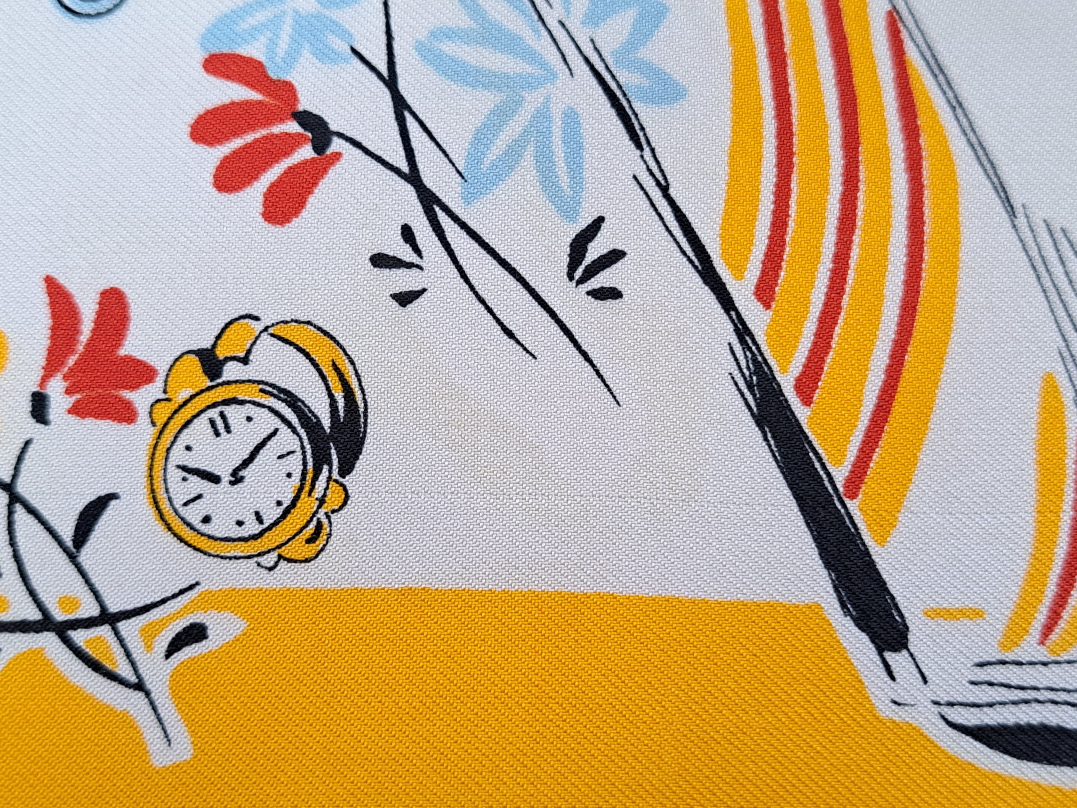 Designer × Vintage ETERNA MATIC vintage clock pattern silk scarf. Size ONE SIZE - 19 Thumbnail