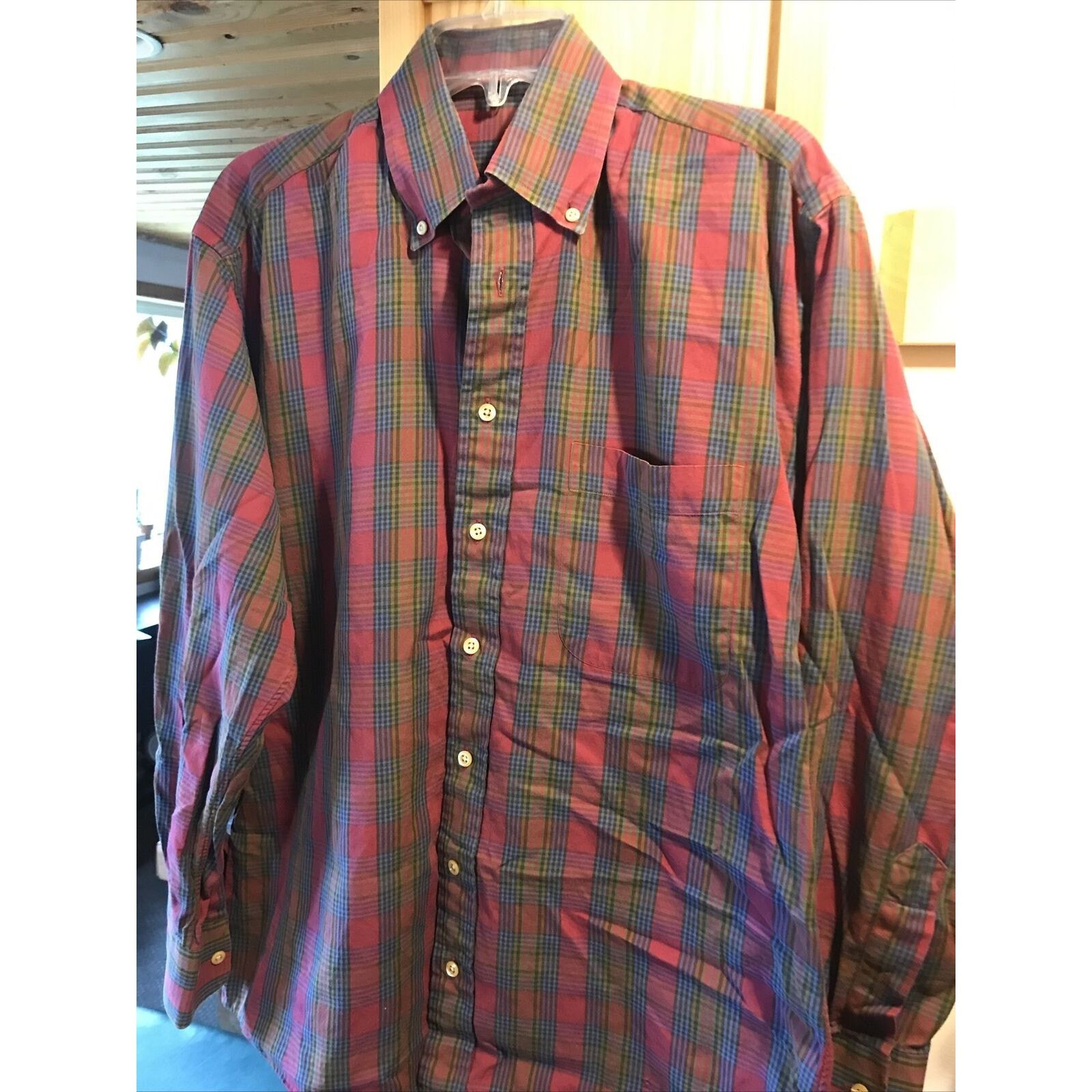 Burberry Burberry London Men’s M Red Plaid Long Sleeve Cotton Shirt Size US M / EU 48-50 / 2 - 9 Thumbnail