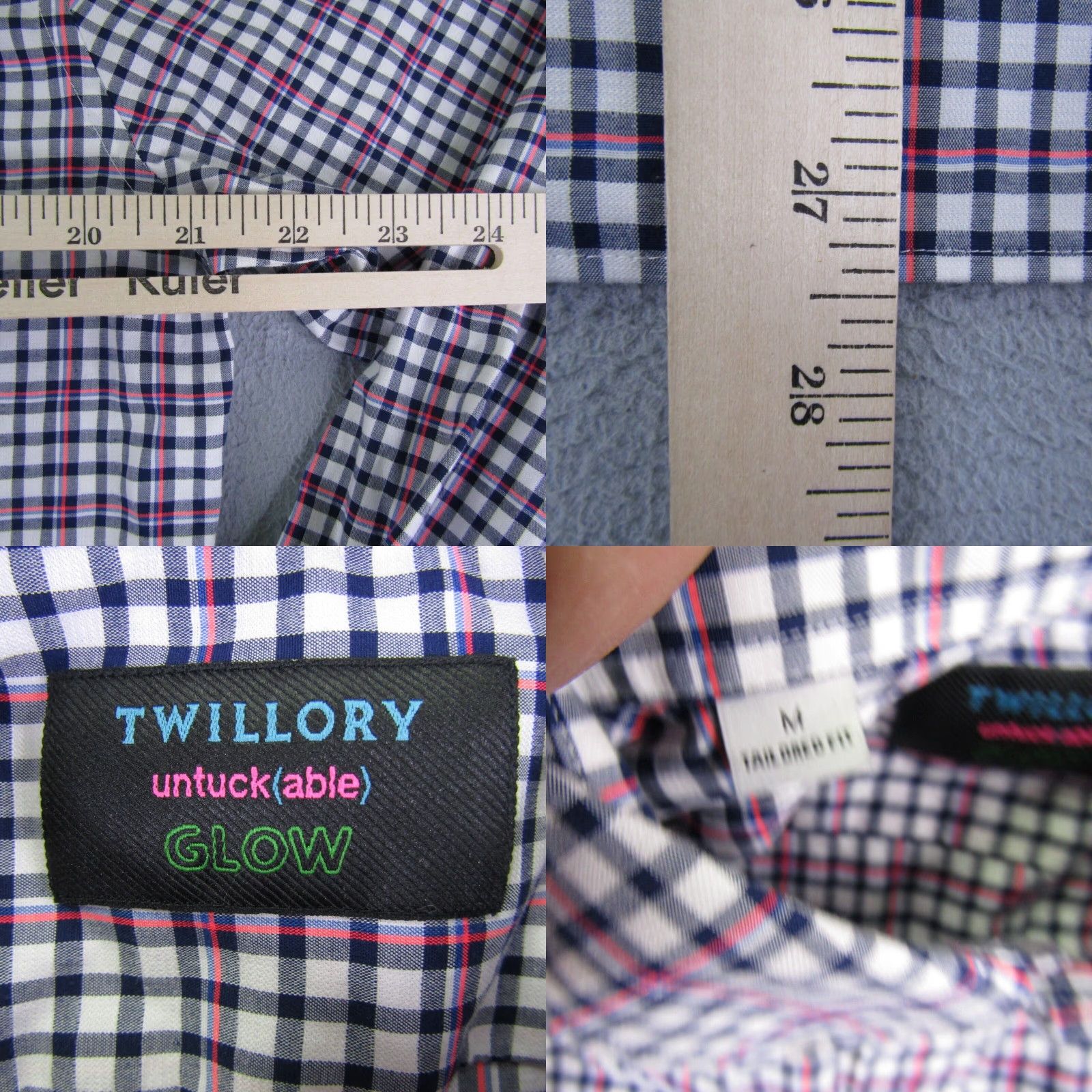 Vintage Twillory Shirt Mens Medium Blue Pink Plaid Button-Up Business Casual Formal Workwear Button-Down Collared Breathable Lightweight Stretch Size US M / EU 48-50 / 2 - 8 Thumbnail