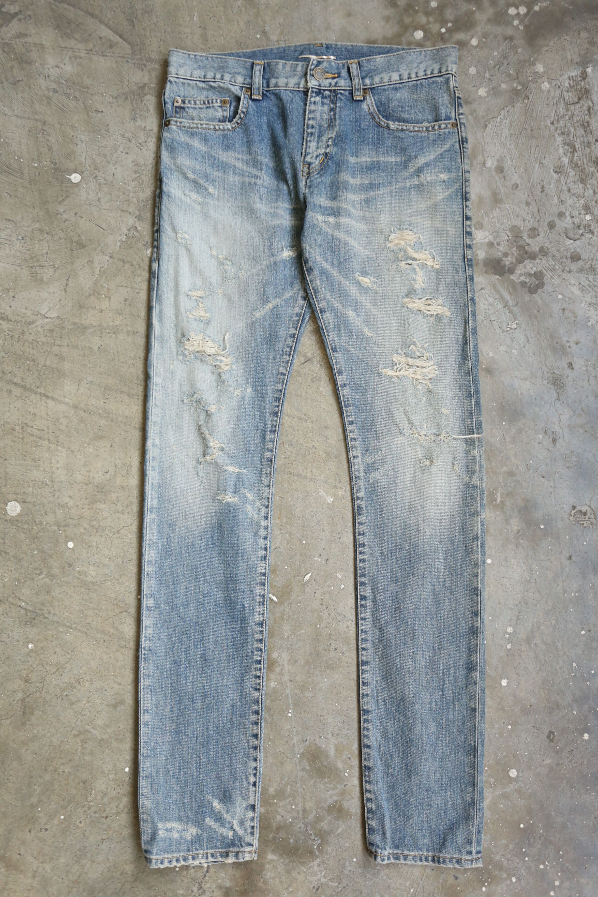 Saint Laurent Paris SLP - Hedi Slimane - F/W 13 - D02 Crash Denim Jean Size US 30 / EU 46 - 2 Thumbnail