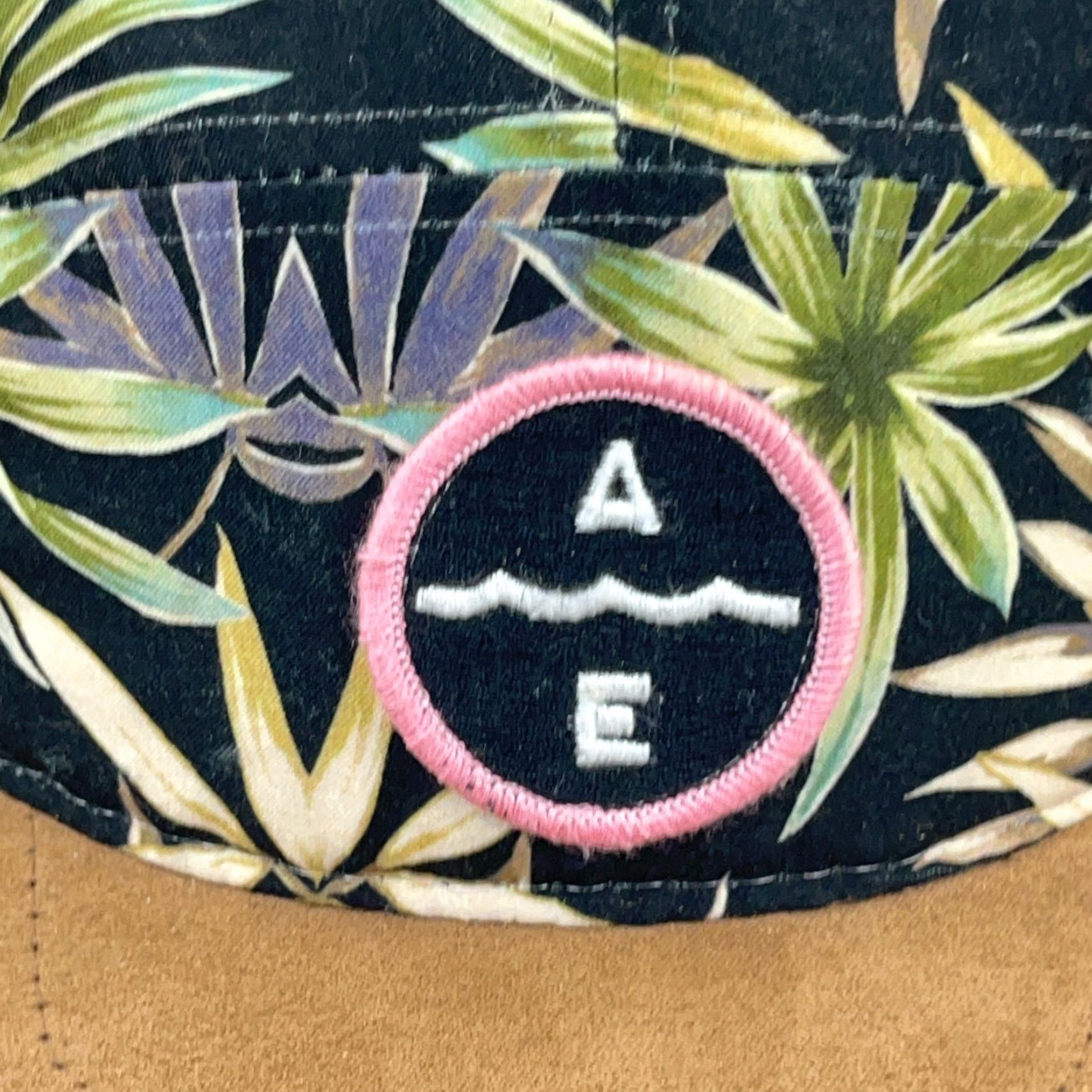 American Eagle Outfitters American Eagle Hat Men One Size Black 5 Panel Floral Suede Bill Adjustable Beach Vacation AEO Size ONE SIZE - 5 Thumbnail