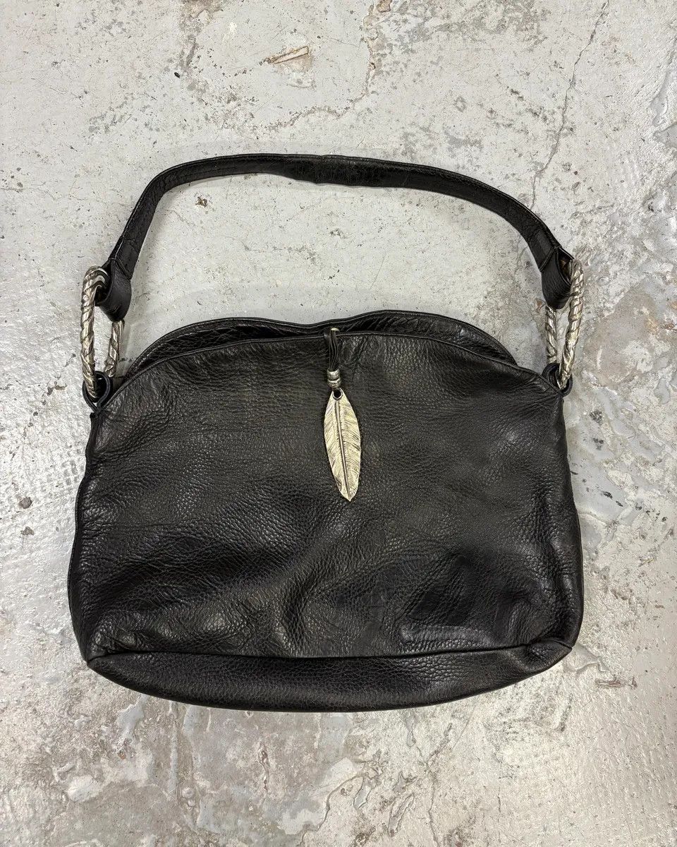 Roberto Cavalli Roberto Cavalli Feather Black Grained Leather Handle Bag Size ONE SIZE - 1 Thumbnail