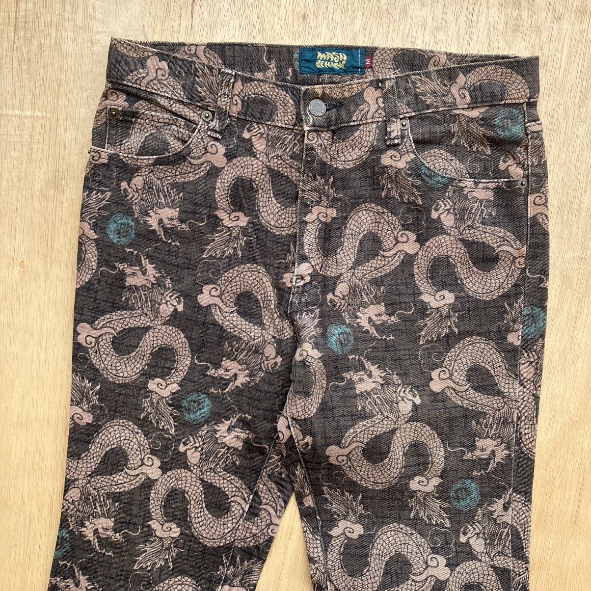 Japanese Brand × Vintage MASH MANIA DRAGON ALL OVER PRINT FLARE Size US 31 - 1 Thumbnail