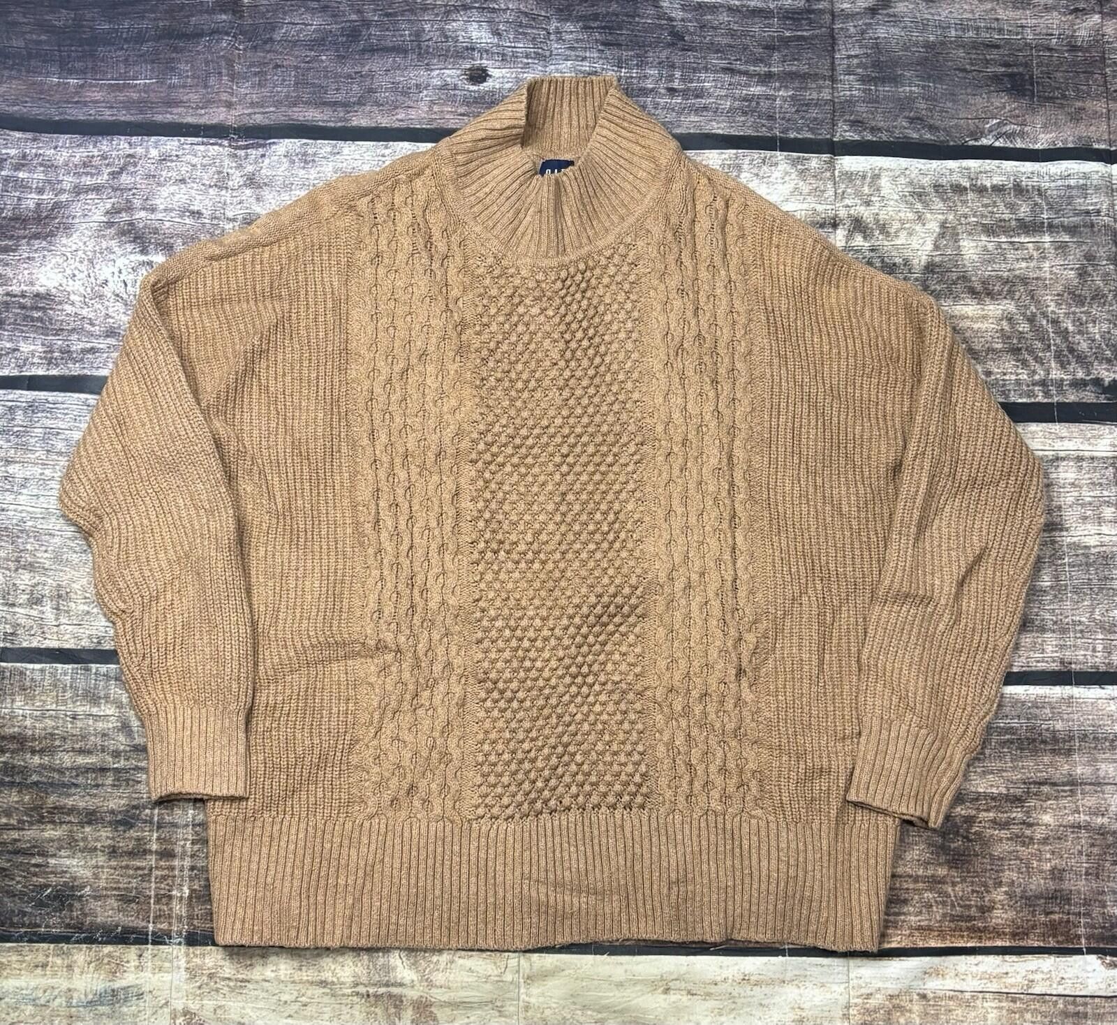 Gap Gap Sweater Mens Medium Fisherman Knit Cotton Wool Blend Tan Size US M / EU 48-50 / 2 - 1 Thumbnail