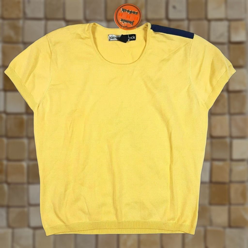Vintage Jamie Sadock Yellow Silk Knit Women's Medium Short Sleeve Golf Outdoor Shirt Top Size M / US 6-8 / IT 42-44 - 1 Thumbnail