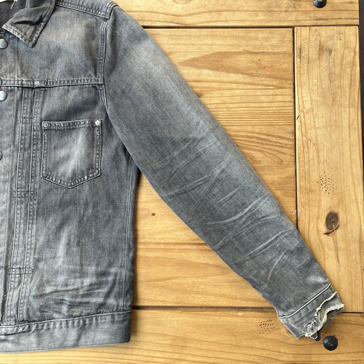 Allsaints ALLSAINTS Gambola Gray Distressed Denim Jacket Size US M / EU 48-50 / 2 - 3 Thumbnail
