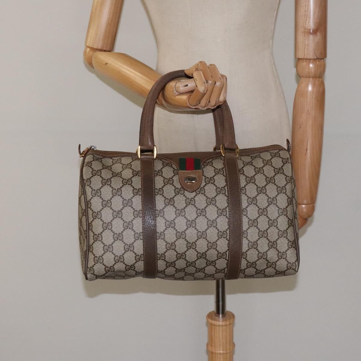 Gucci GUCCI GG Supreme Web Sherry Line Hand Bag Pvc Leather Beige Size ONE SIZE - 23 Thumbnail