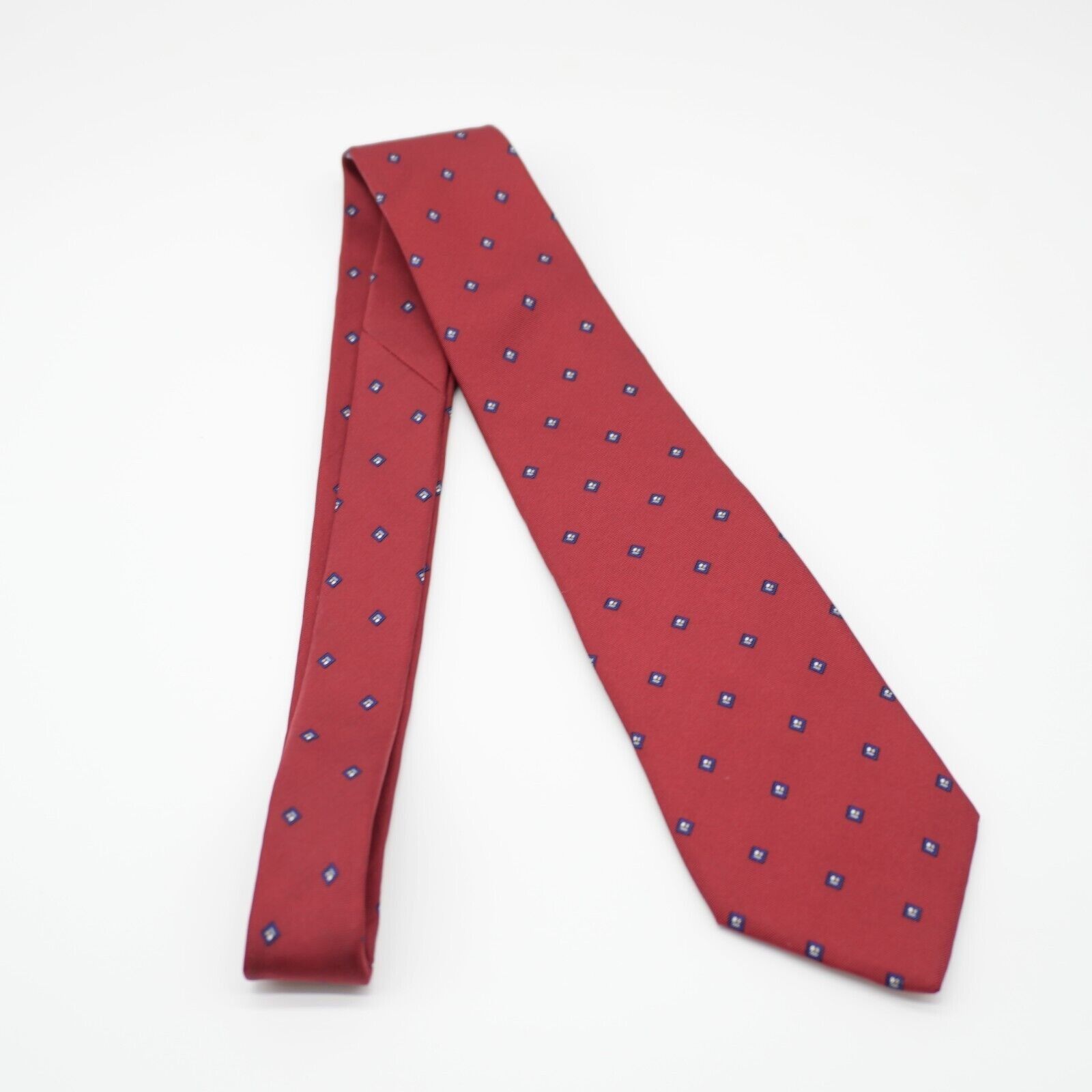 Dior Christian Dior Red Blue Geometric Italy Print Silk Tie Size ONE SIZE - 6 Thumbnail