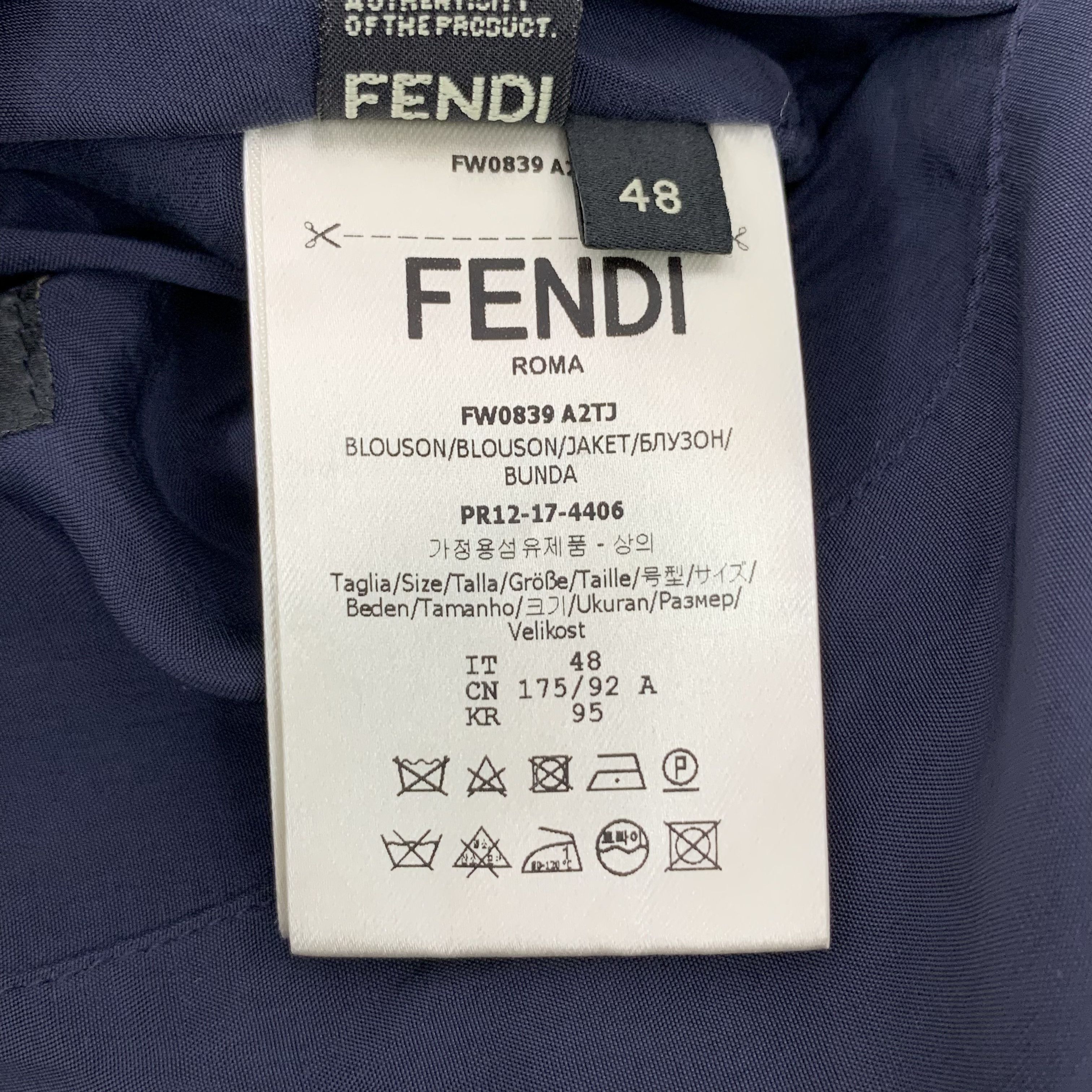 Fendi Fendi Navy Cartoon Print Silk Reversible Jacket (Size 48) Size US M / EU 48-50 / 2 - 8 Thumbnail