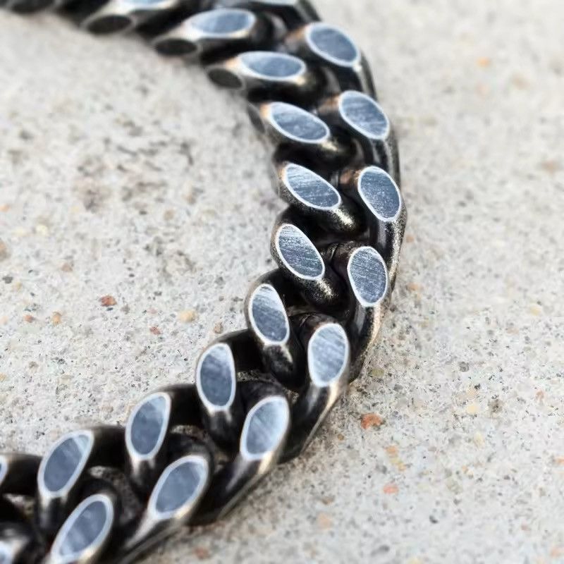 Jewelry Antique Black Plated Thick Chain Bracelet Size ONE SIZE - 6 Thumbnail