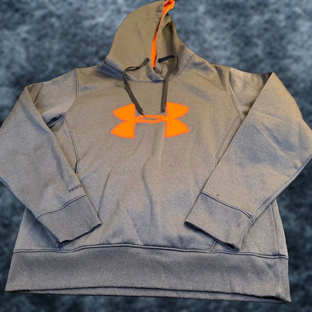 Under Armour Under Armour Hoodie Mens Medium Gray Orange Logo Storm Fleece Sweatshirt Pullover Size US M / EU 48-50 / 2 - 1 Thumbnail