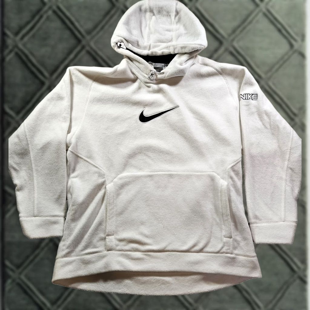 Nike VINTAGE Nike Center Swoosh Hoodie Men XL White Fleece 90s Retro Sports Size US XL / EU 56 / 4 - 1 Thumbnail